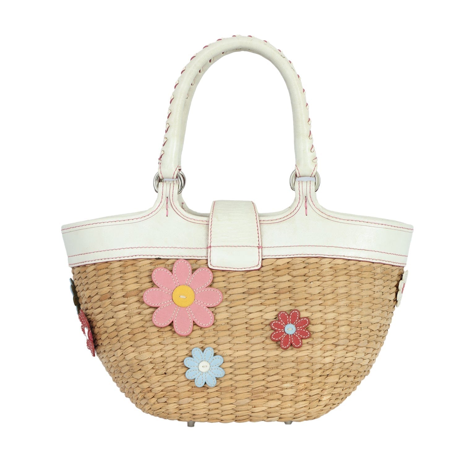 COACH 2003 FLOWER BASKET STRAW HANDBAG
