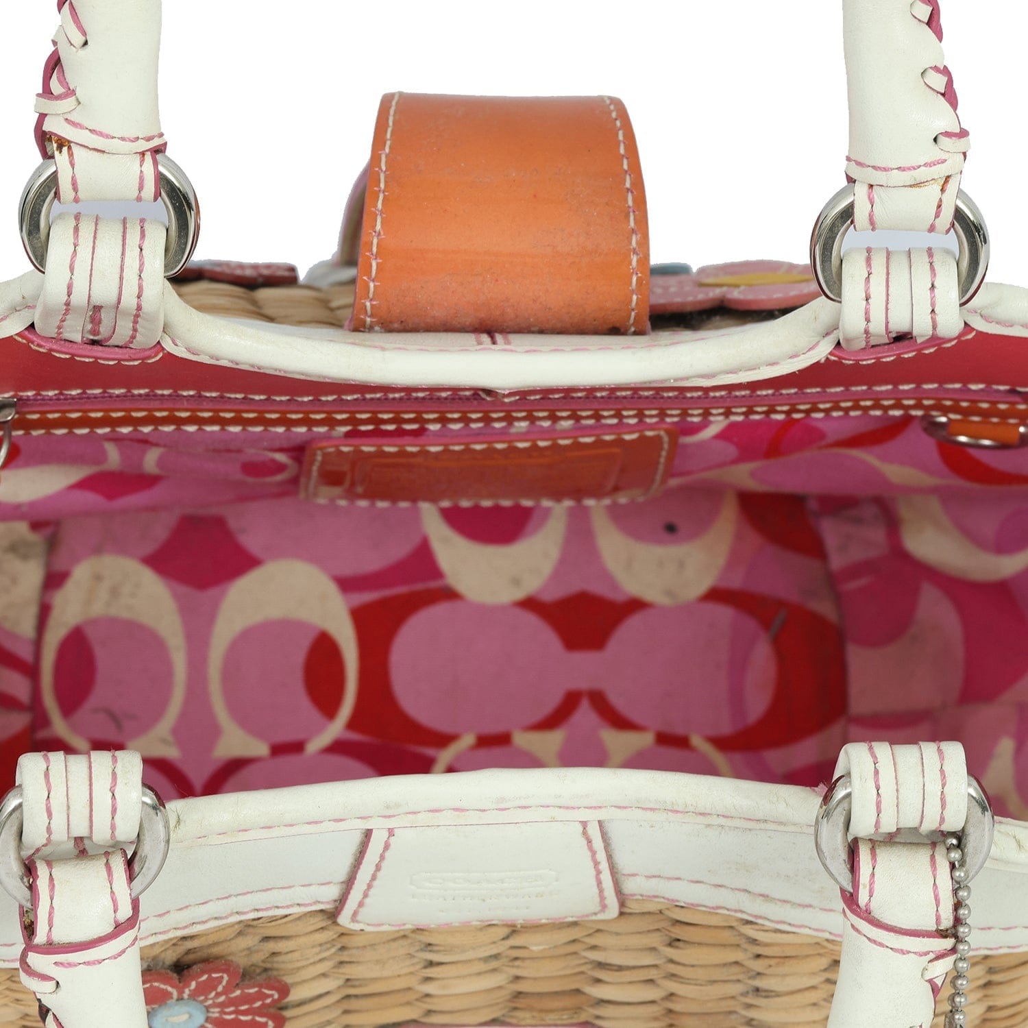 COACH 2003 FLOWER BASKET STRAW HANDBAG