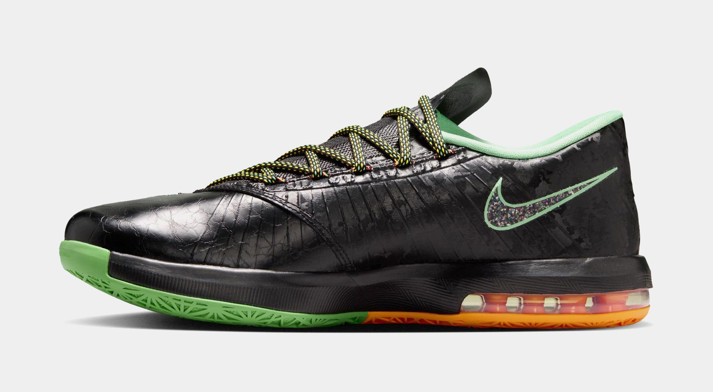 Nike Zoom KD 6 Night Vision Mens Basketball Shoes (Black/Multi - Color/Light Lucid Green) Free Shipping