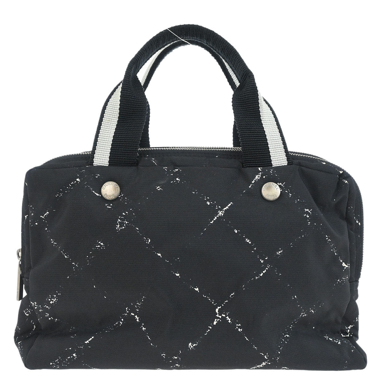 Chanel 1997 - 1999 Black Jacquard Nylon Travel Line Handbag