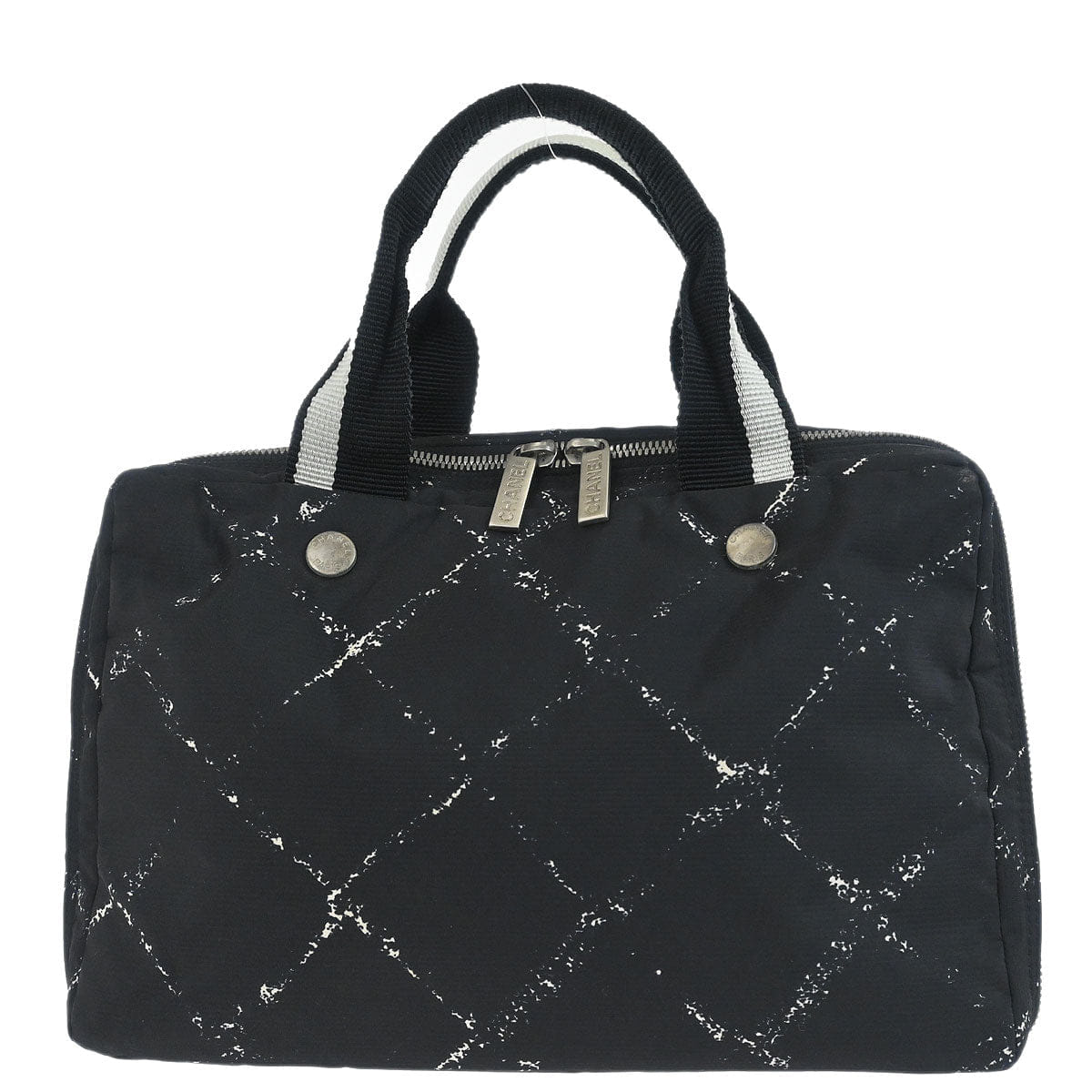 Chanel 1997 - 1999 Black Jacquard Nylon Travel Line Handbag