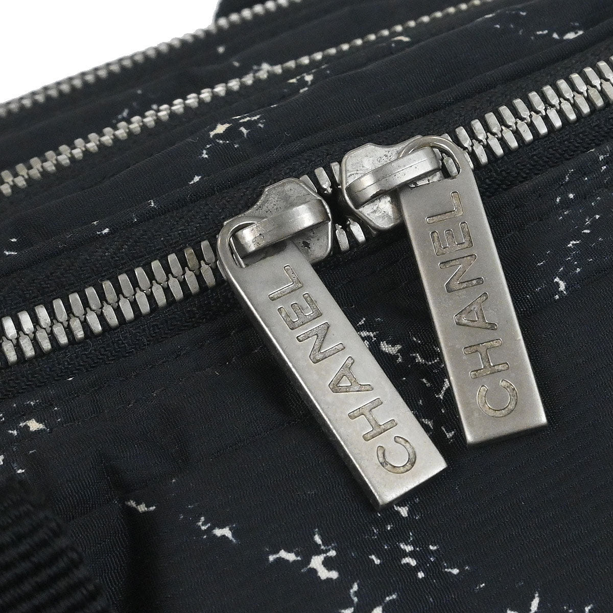 Chanel 1997 - 1999 Black Jacquard Nylon Travel Line Handbag