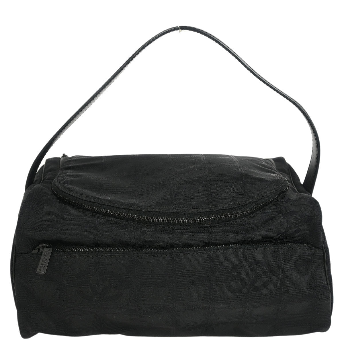 Chanel 2001 - 2003 Black Jacquard Nylon New Travel Line Vanity Handbag