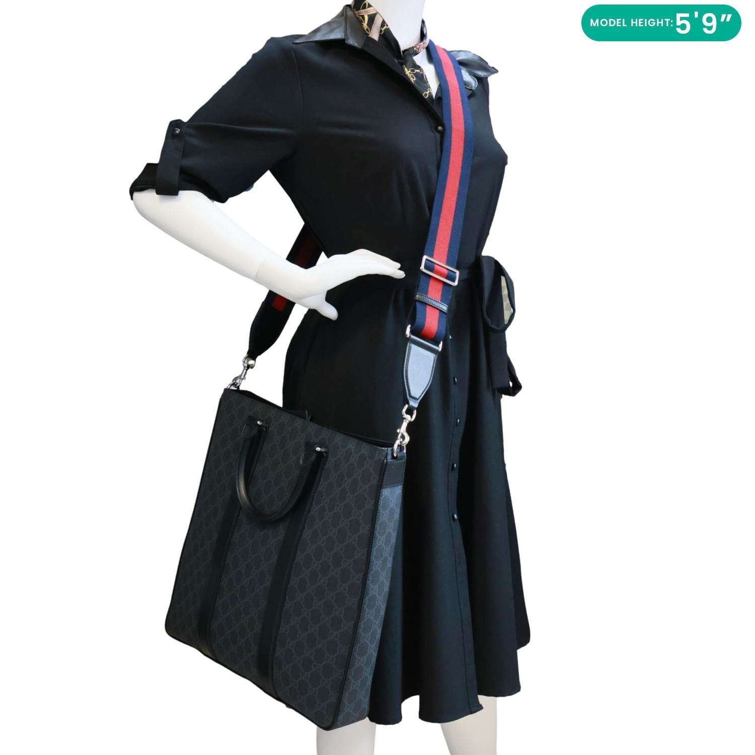 GUCCI GG Supreme Canvas Tote Black 794918