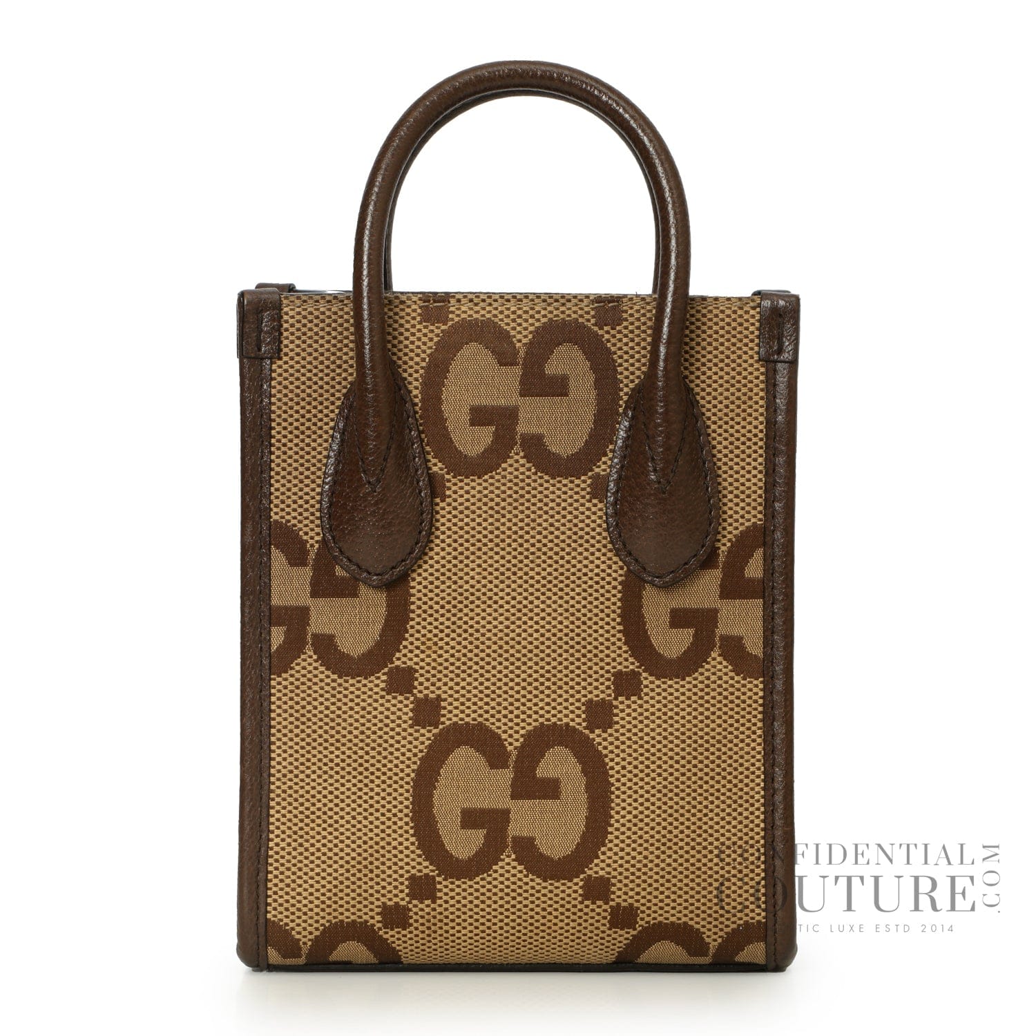 Gucci Jumbo GG Mini Brown Canvas with Leather trim Tote Bag