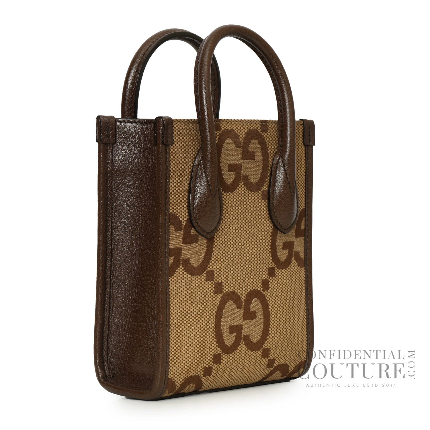 Gucci Jumbo GG Mini Brown Canvas with Leather trim Tote Bag