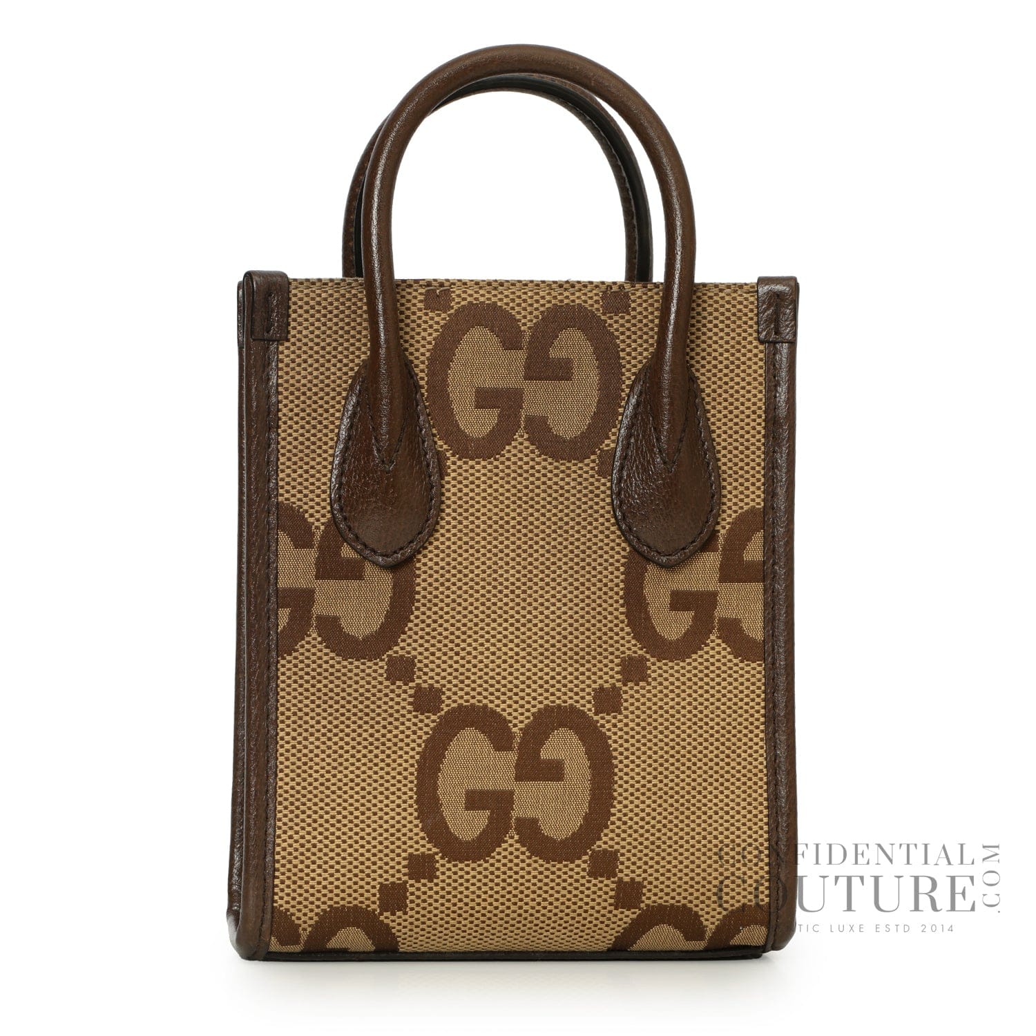 Gucci Jumbo GG Mini Brown Canvas with Leather trim Tote Bag