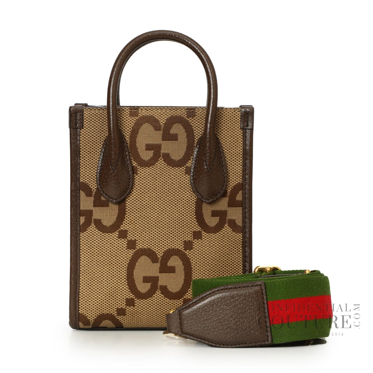 Gucci Jumbo GG Mini Brown Canvas with Leather trim Tote Bag