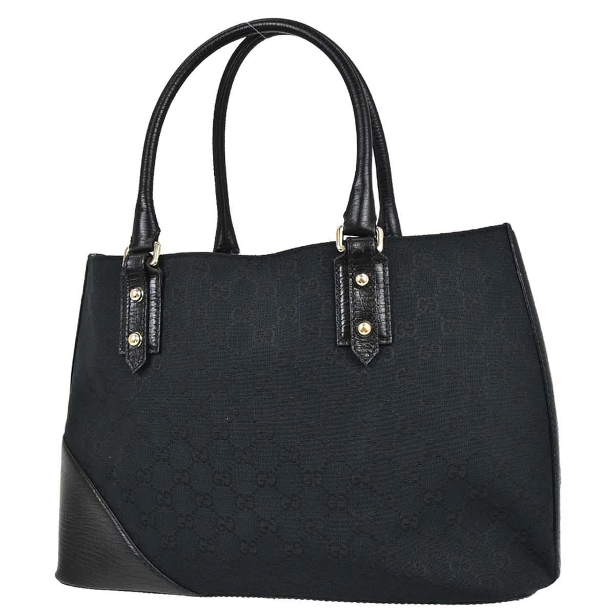 Gucci Black Canvas Horsebit GG Tote Handbag