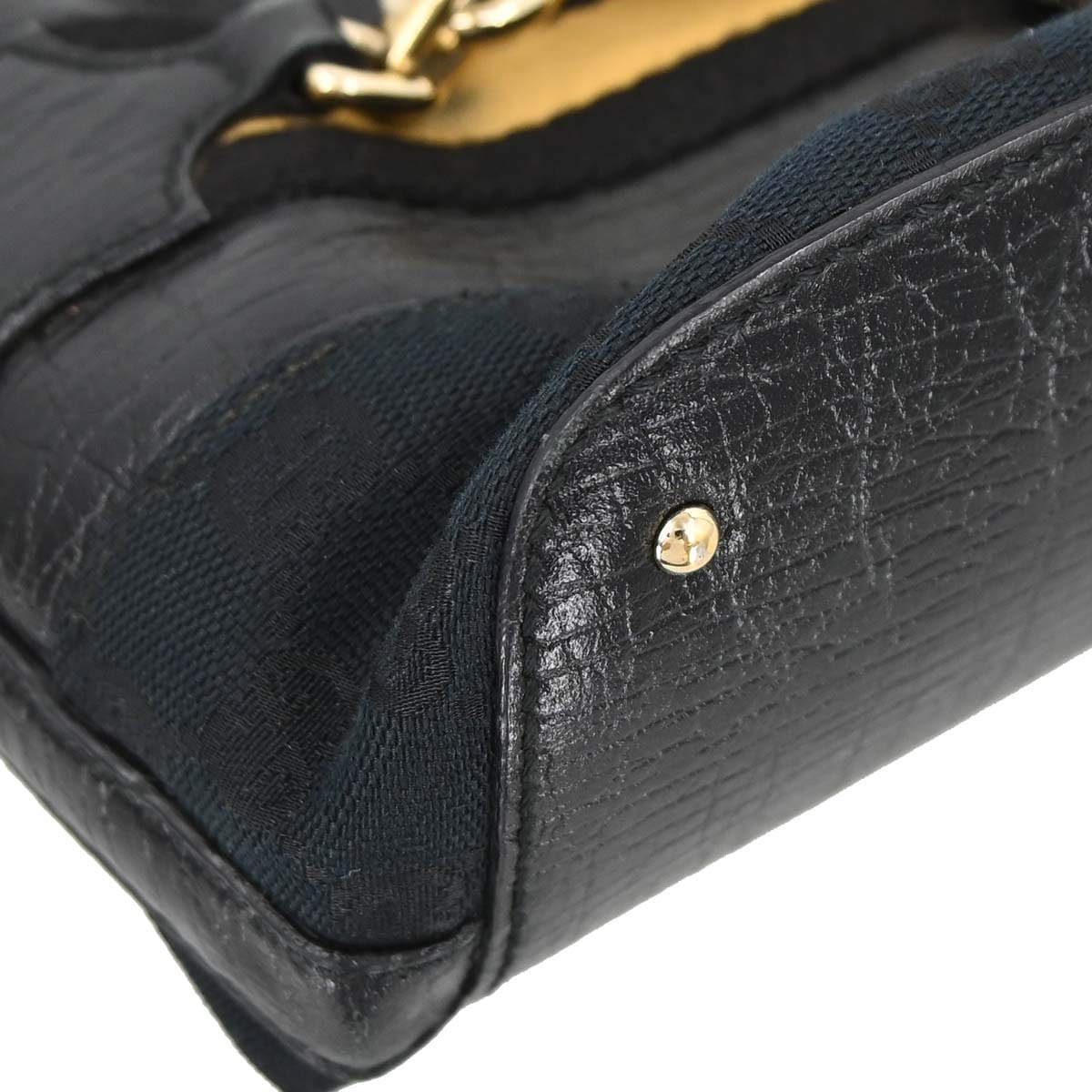 Gucci Black Canvas Horsebit GG Tote Handbag
