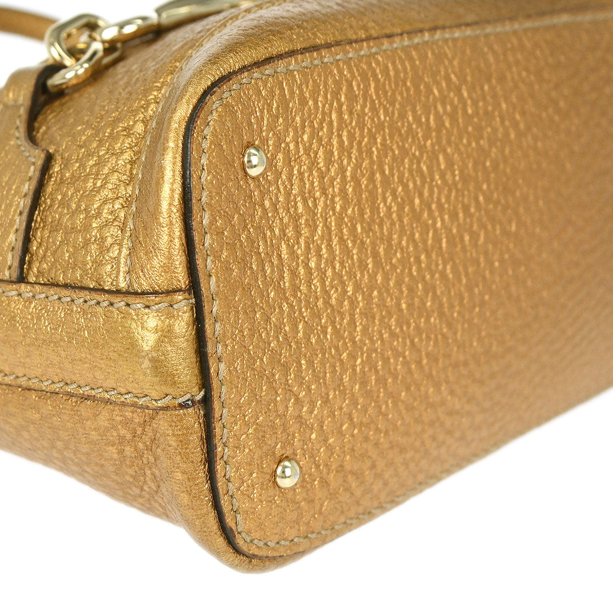 Gucci Gold Leather Horsebit GG Tote Handbag