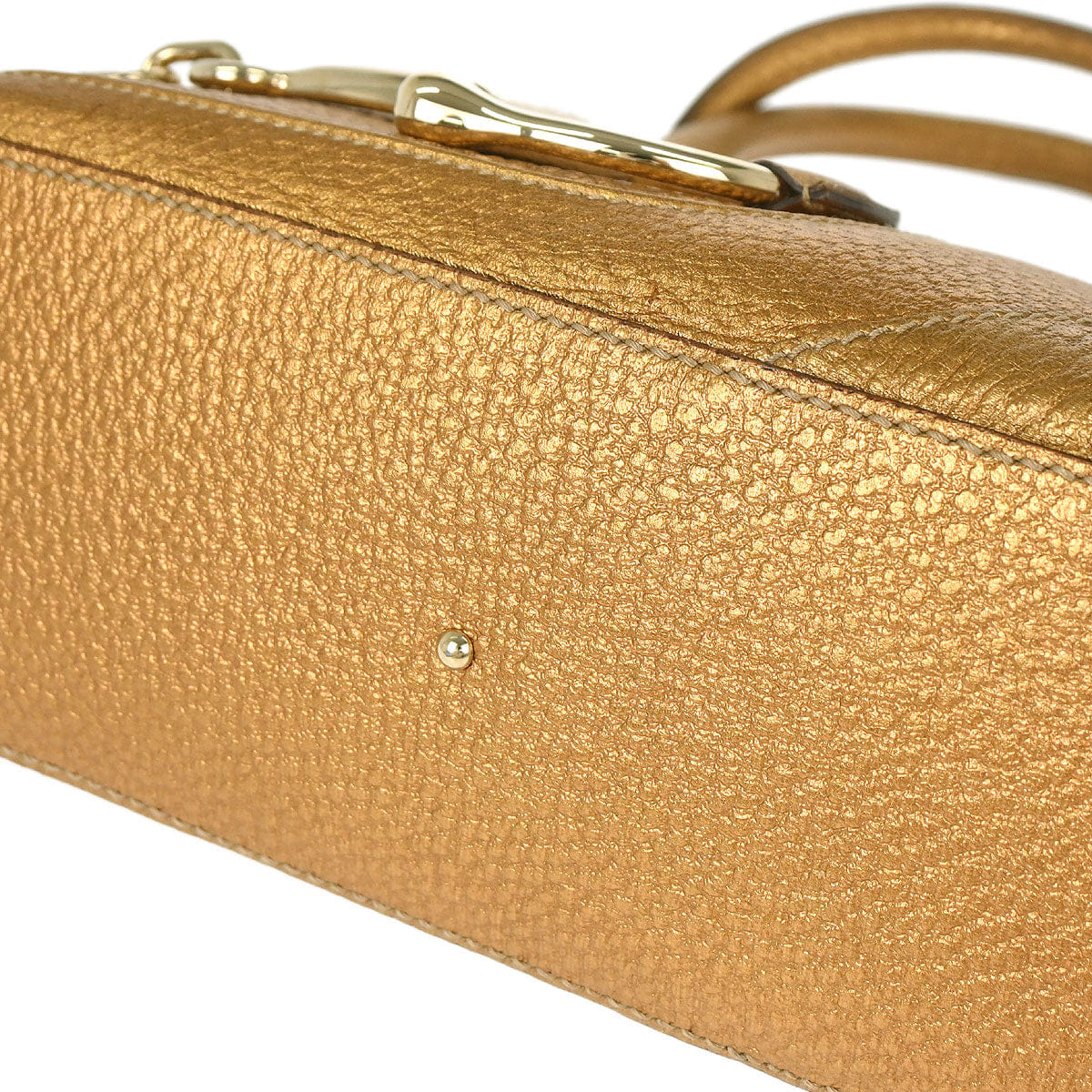 Gucci Gold Leather Horsebit GG Tote Handbag