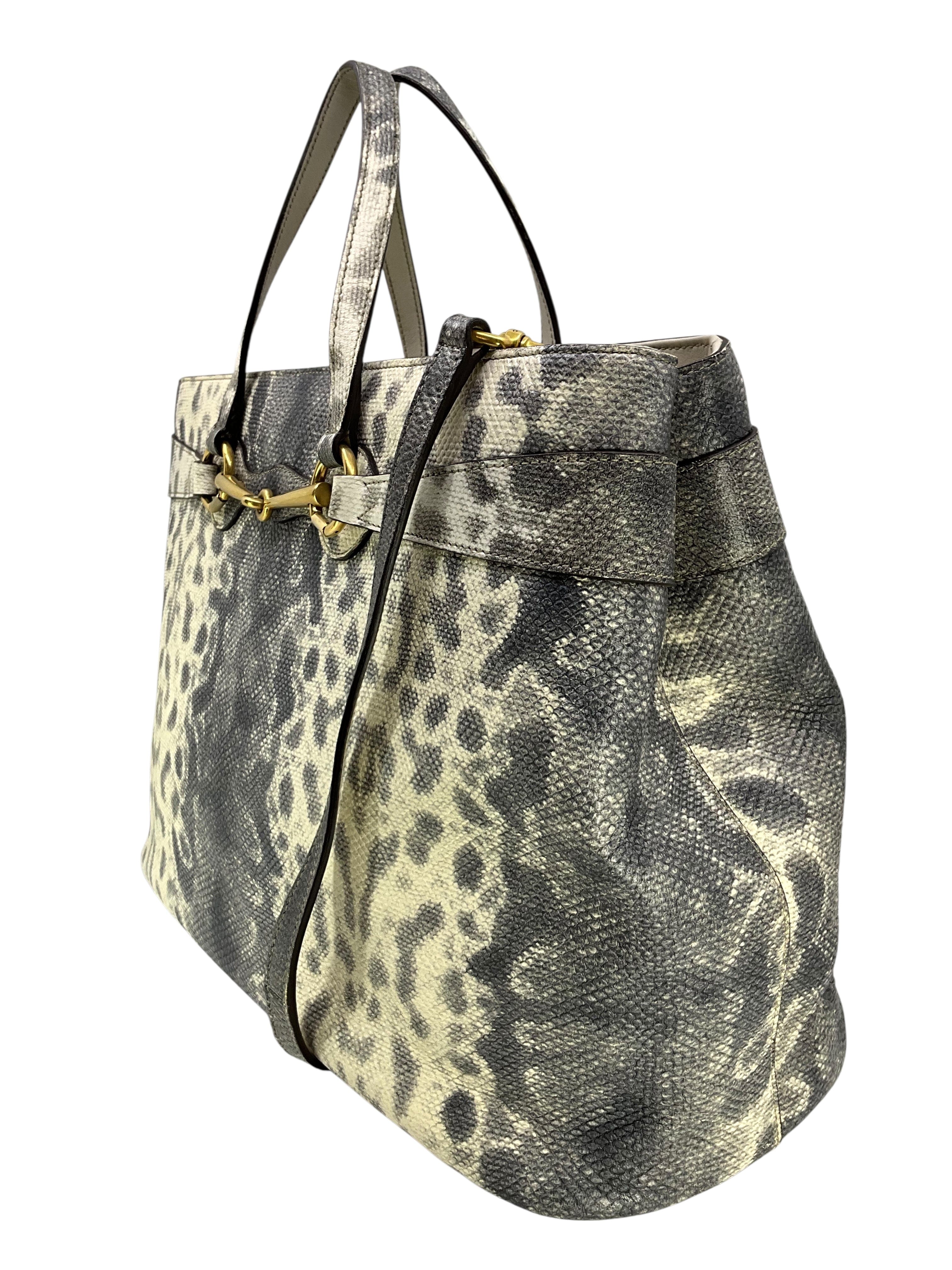 Gucci Bright Bit Animalier Lizard Print Large Tote