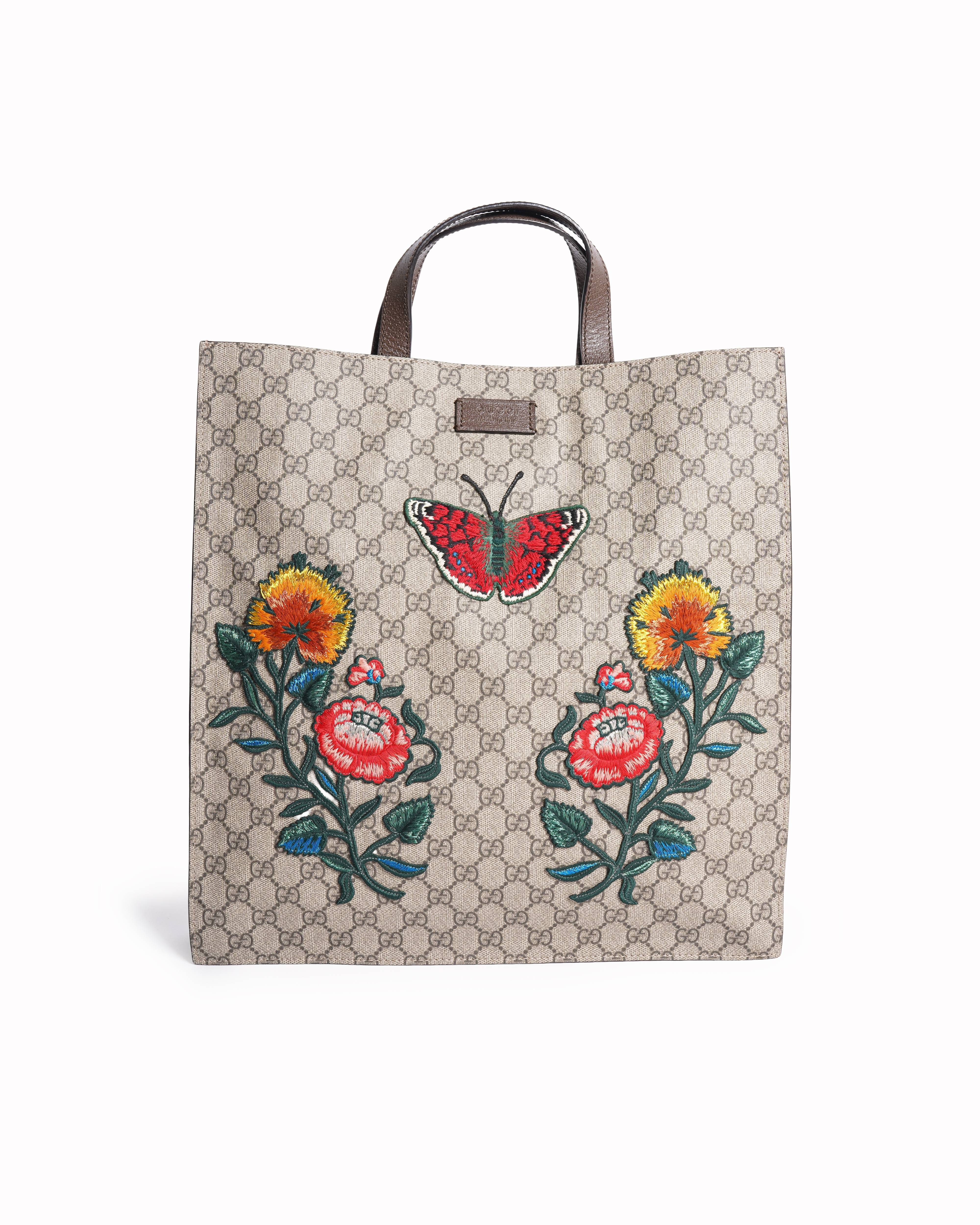 Gucci New Gucci GG Supreme Embroidery Tote Bag