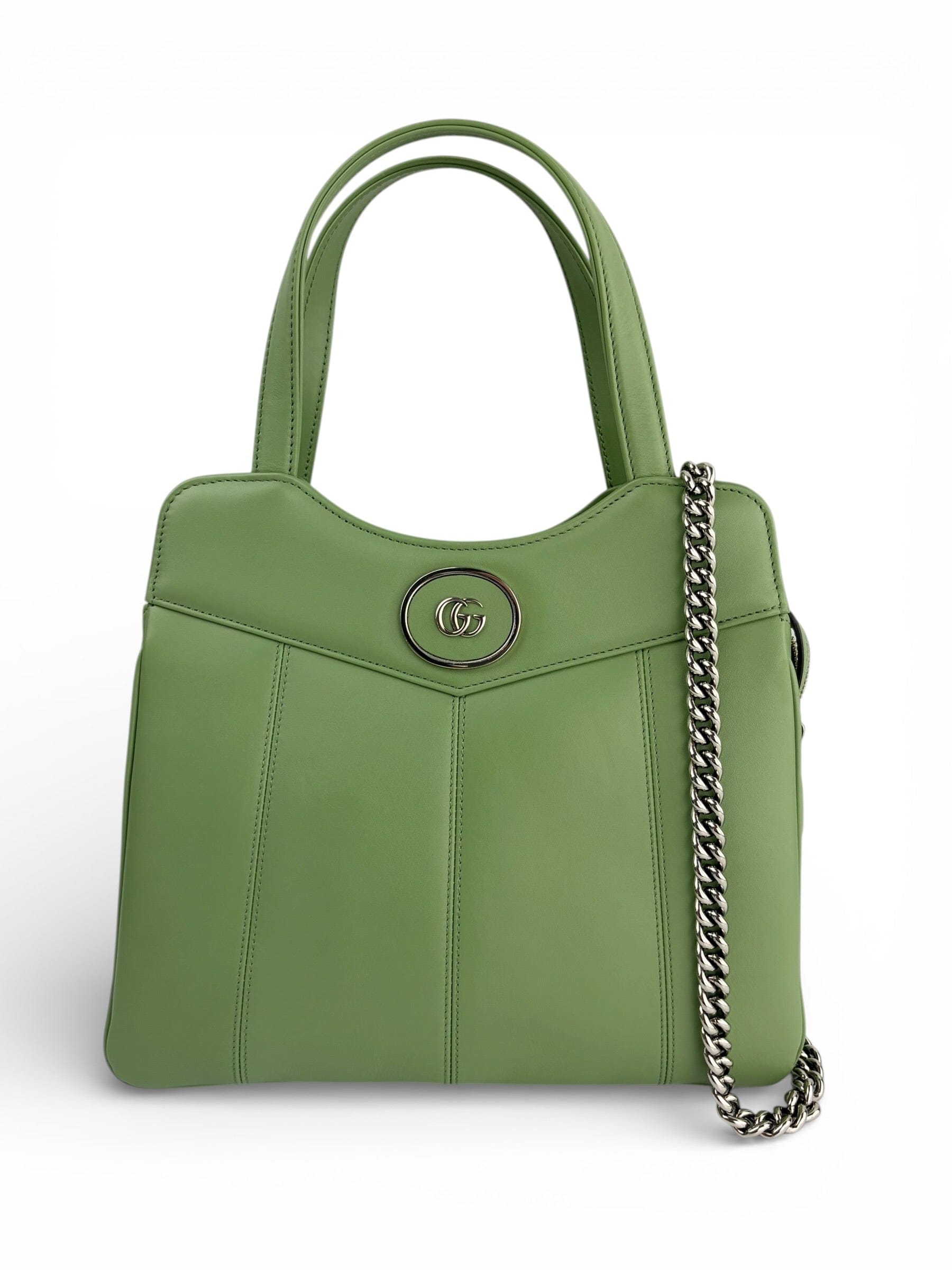 Gucci Green Senna Calfskin Petite GG Tote
