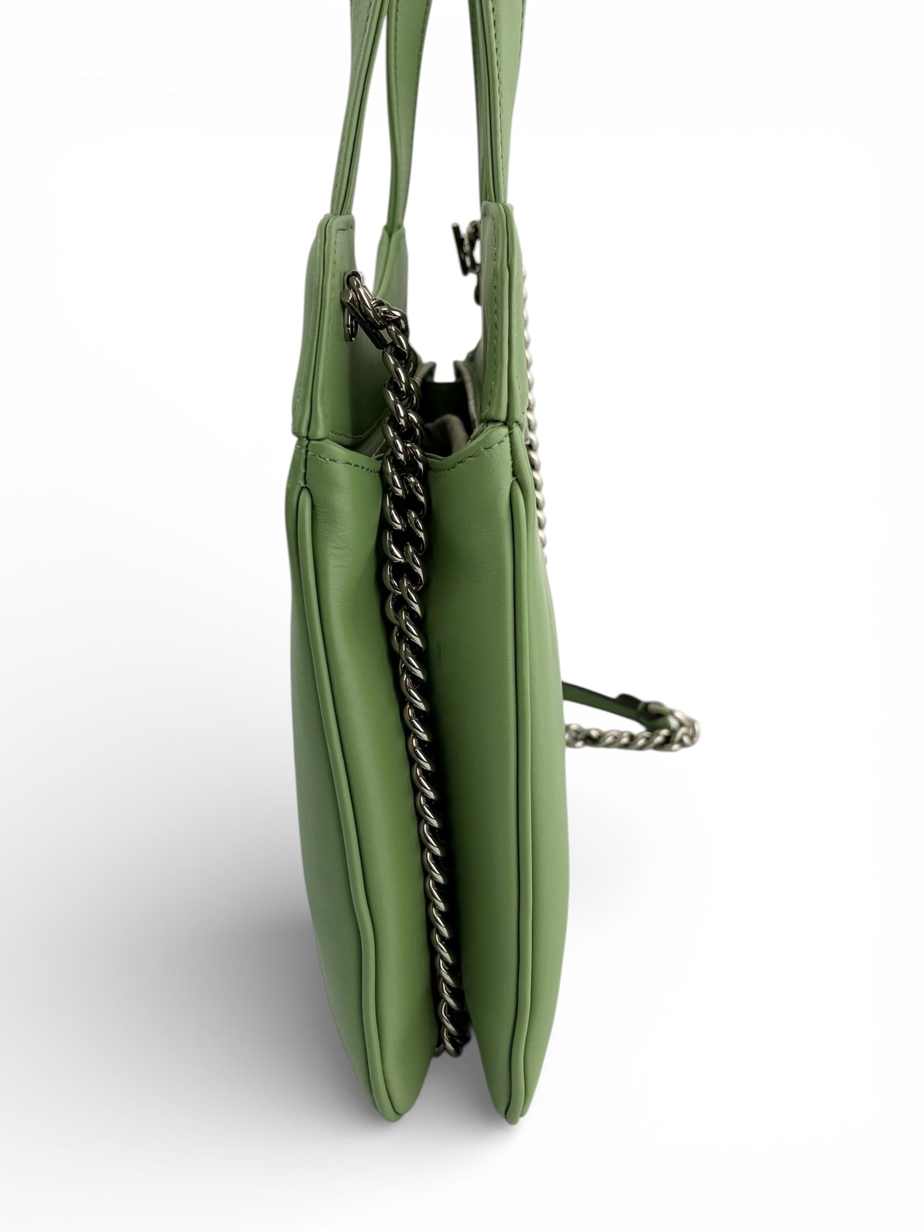 Gucci Green Senna Calfskin Petite GG Tote