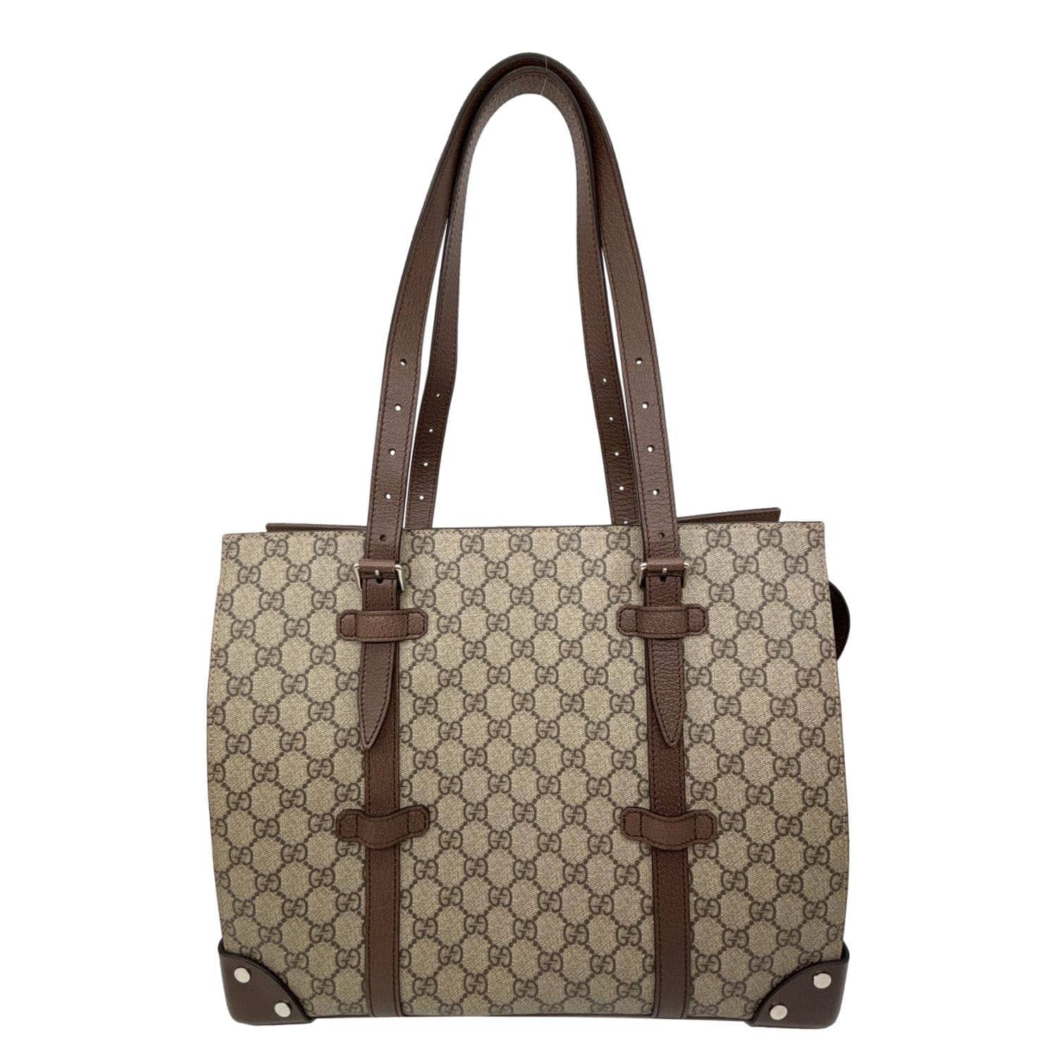 GUCCI GG Supreme Canvas Tote Shoulder Bag Beige 626356