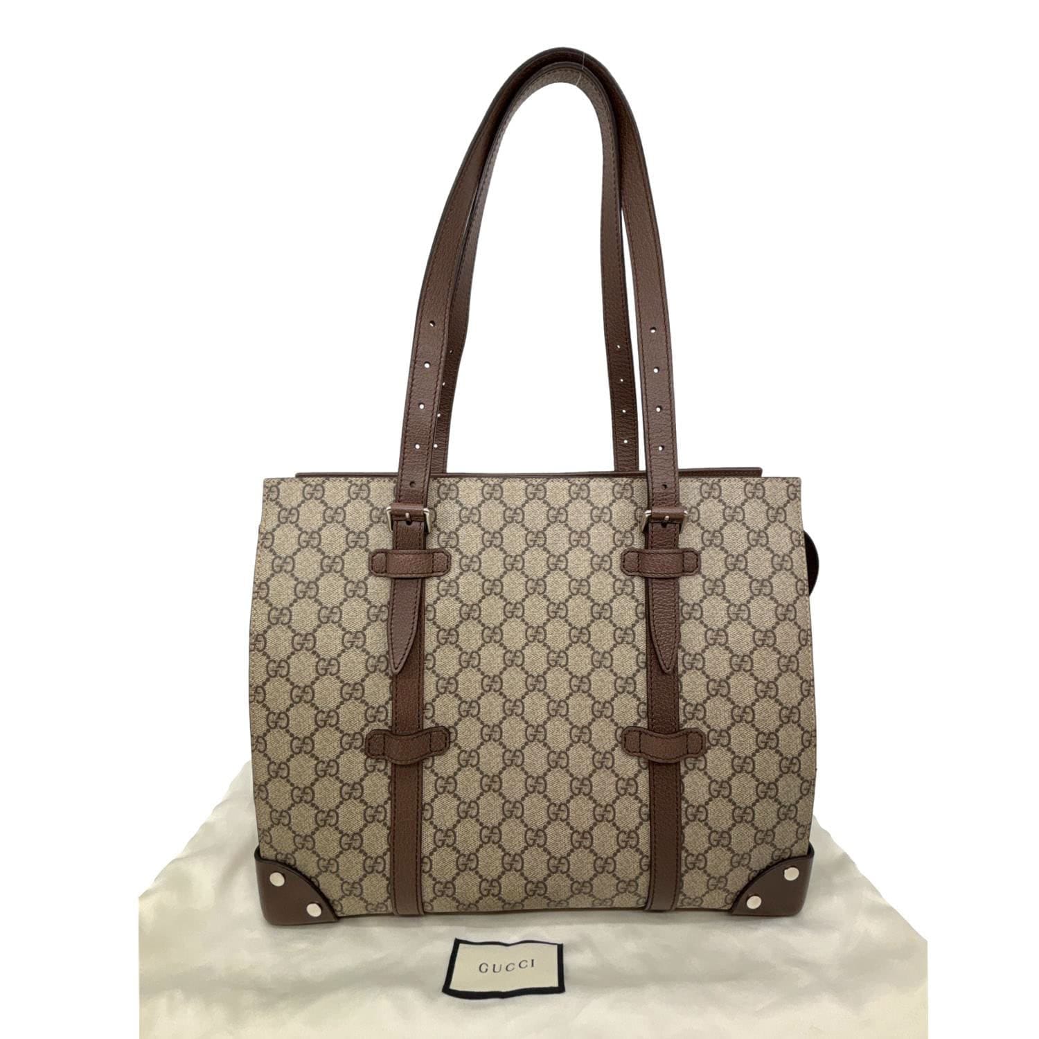 GUCCI GG Supreme Canvas Tote Shoulder Bag Beige 626356