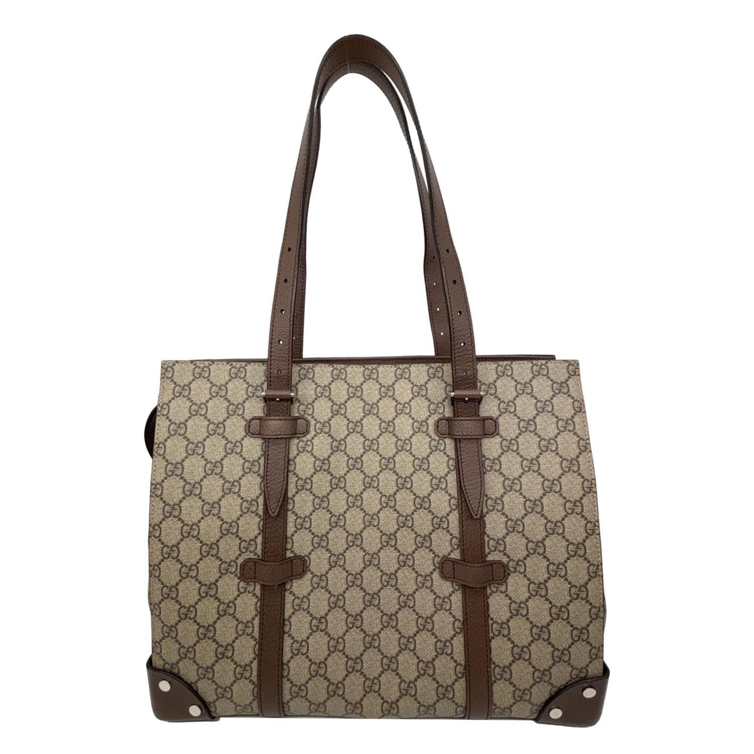 GUCCI GG Supreme Canvas Tote Shoulder Bag Beige 626356