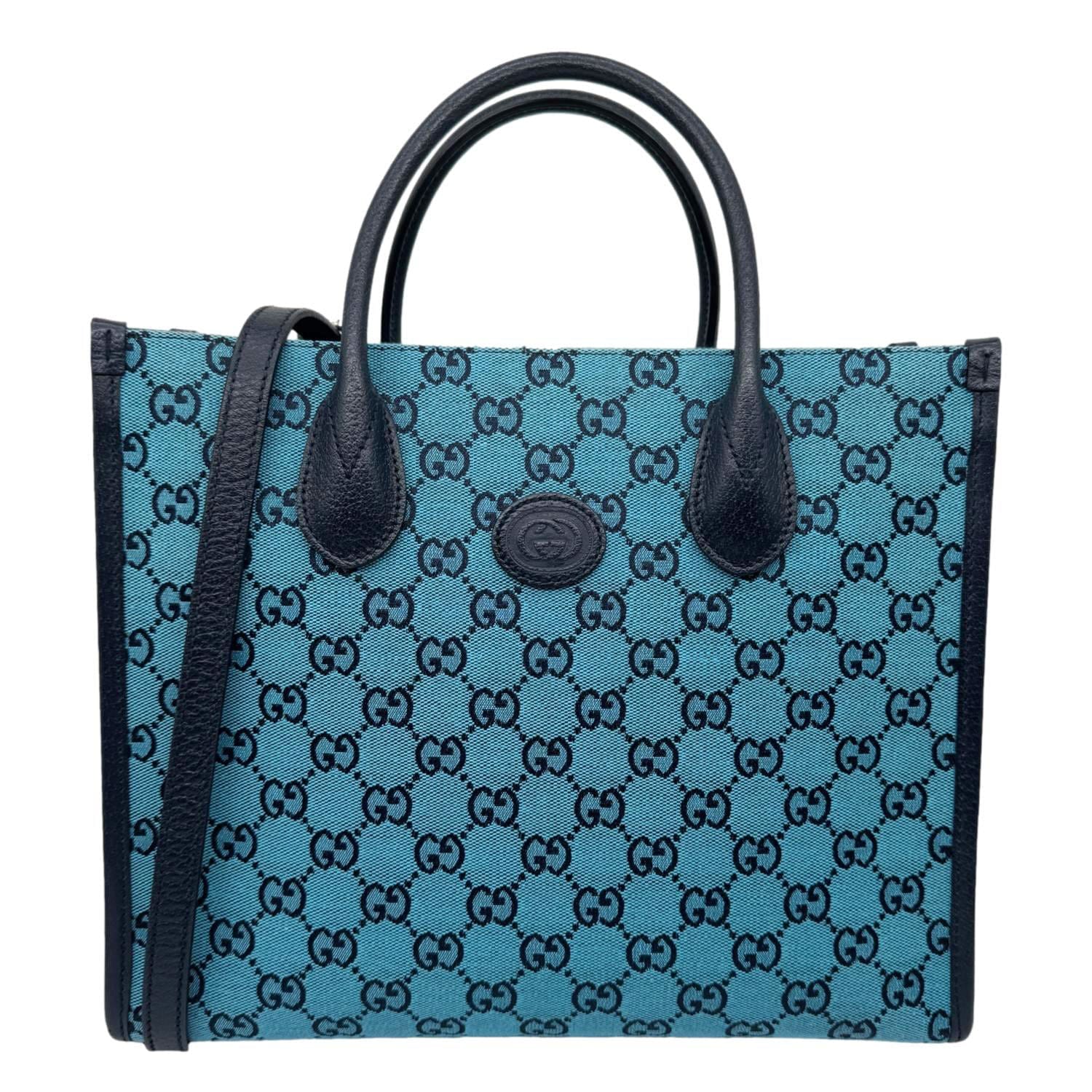 GUCCI Interlocking GG Supreme Canvas Tote Bag Blue 659983