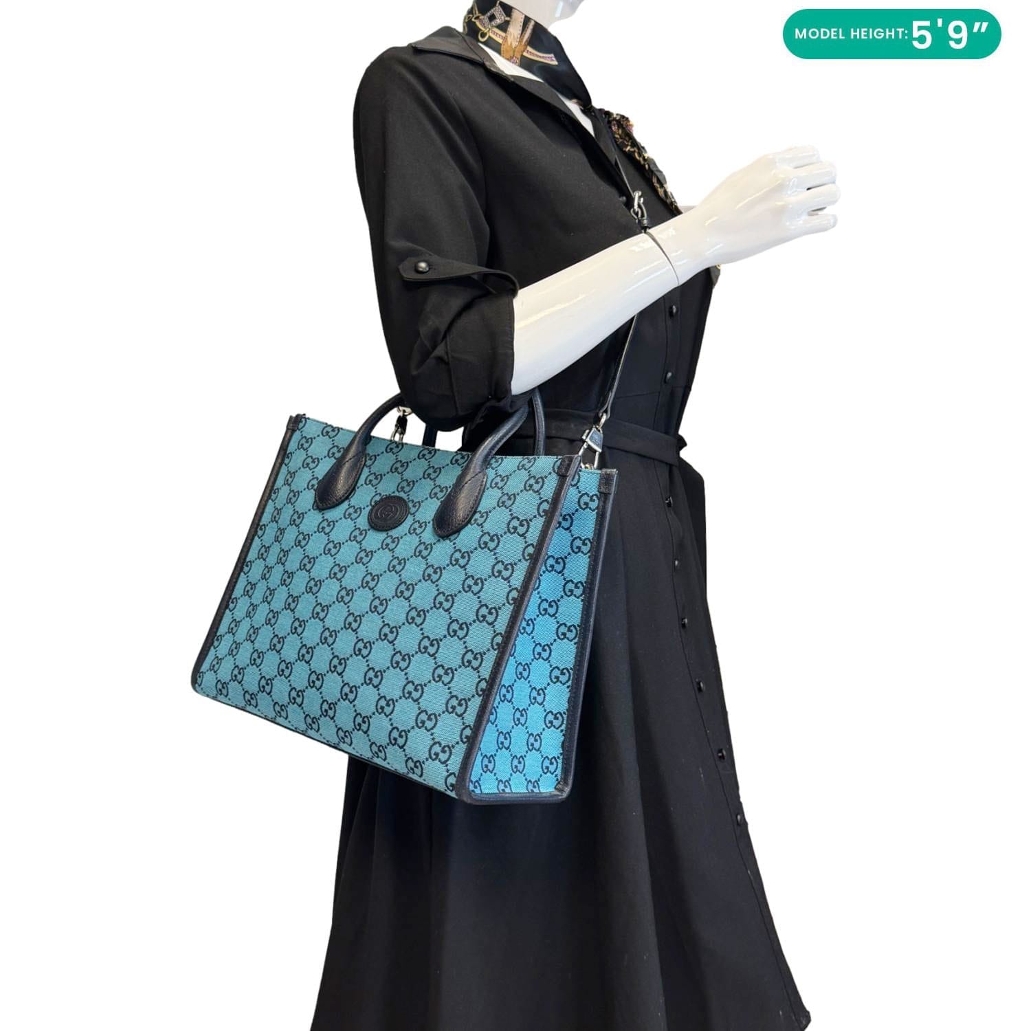 GUCCI Interlocking GG Supreme Canvas Tote Bag Blue 659983