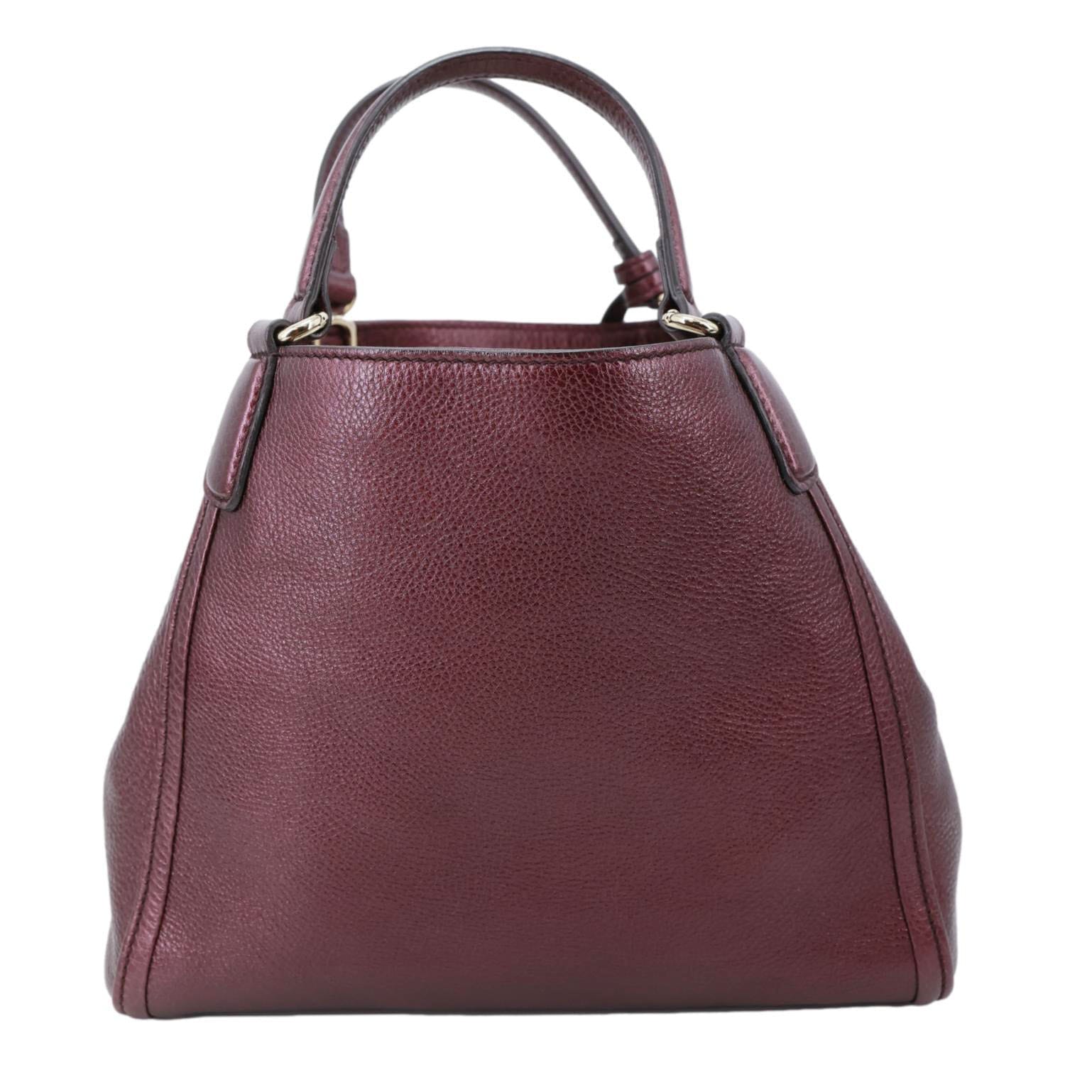 GUCCI Soho Small Pebbled Leather Tote Bag Burgundy 336751