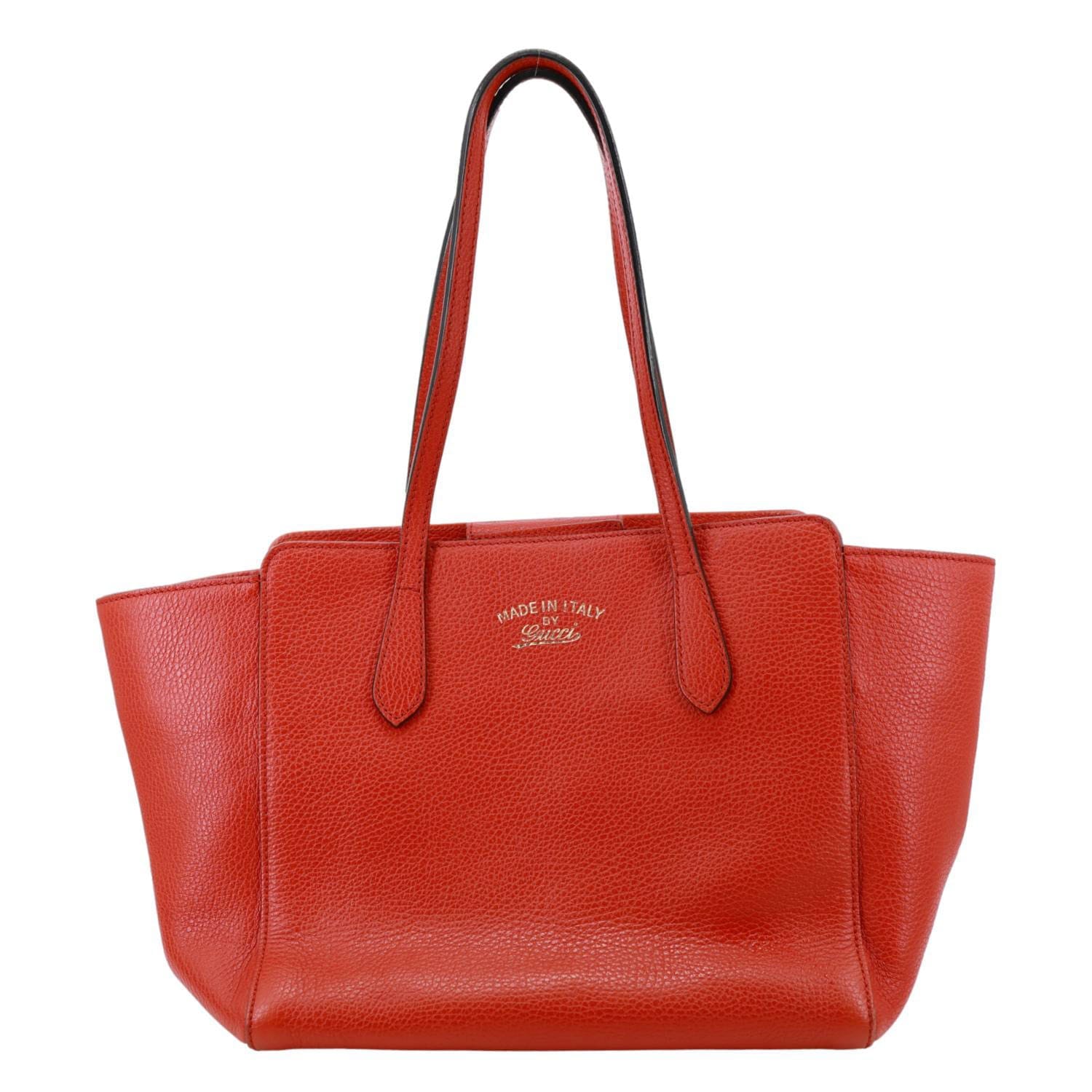 GUCCI Swing Small Pebbled Leather Tote Bag Red 354408