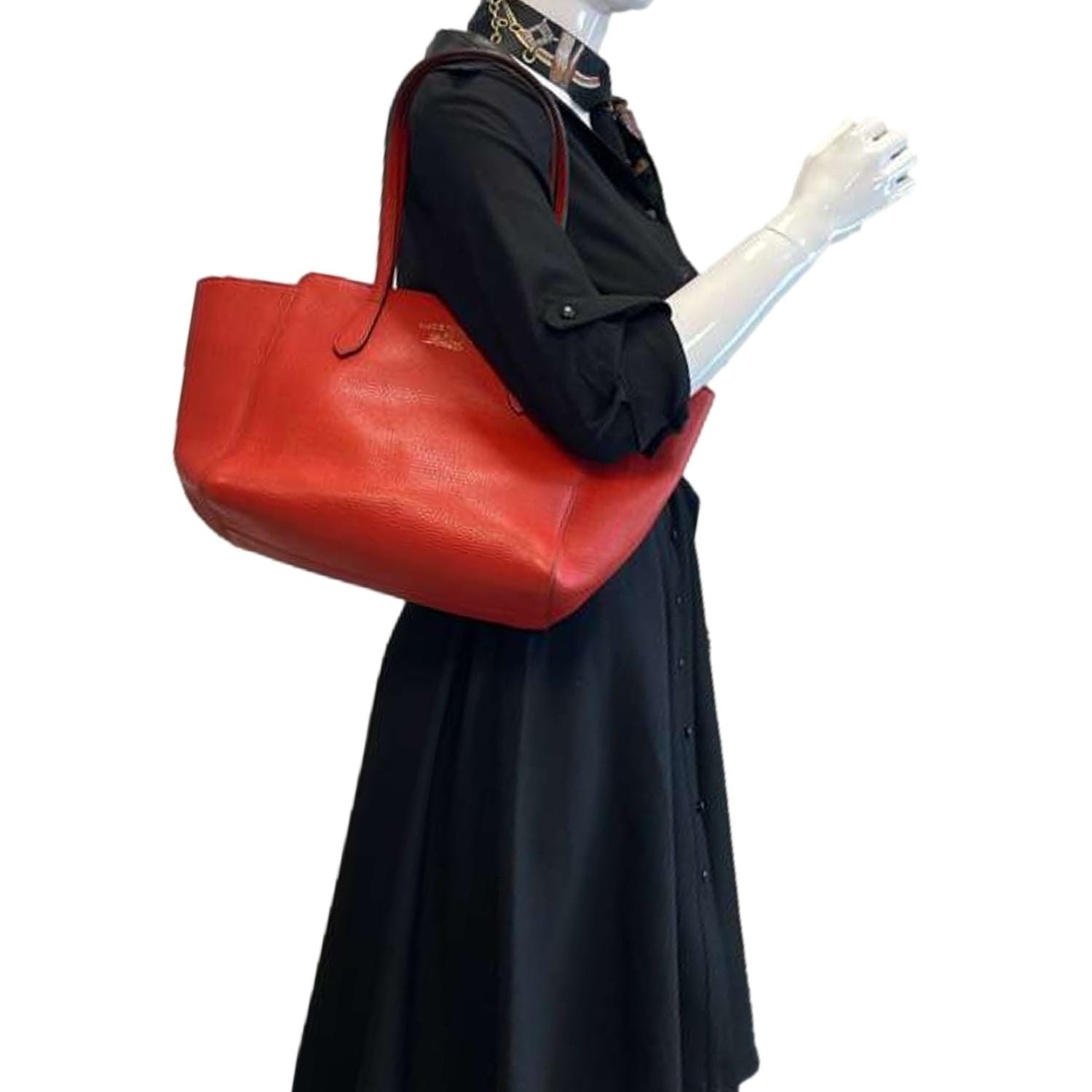 GUCCI Swing Small Pebbled Leather Tote Bag Red 354408
