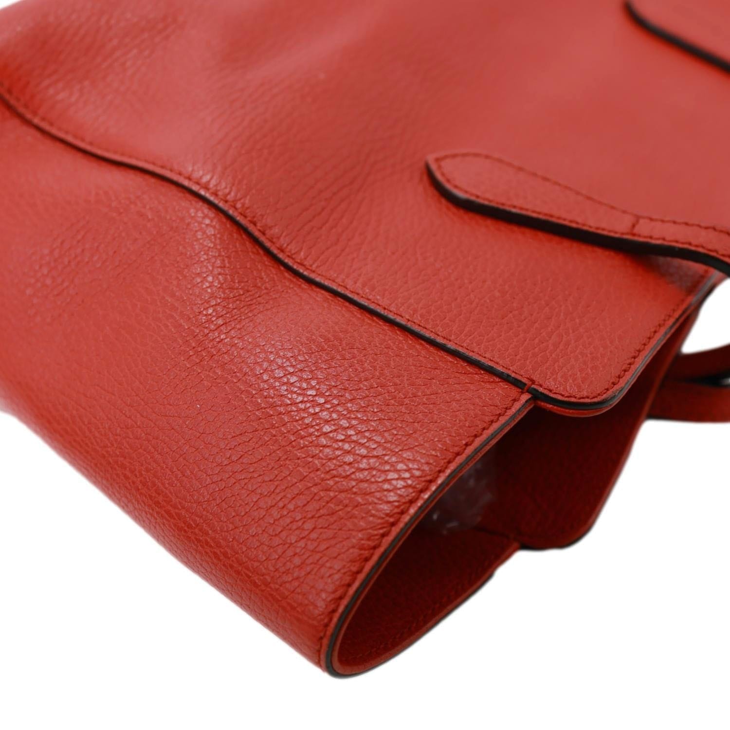 GUCCI Swing Small Pebbled Leather Tote Bag Red 354408
