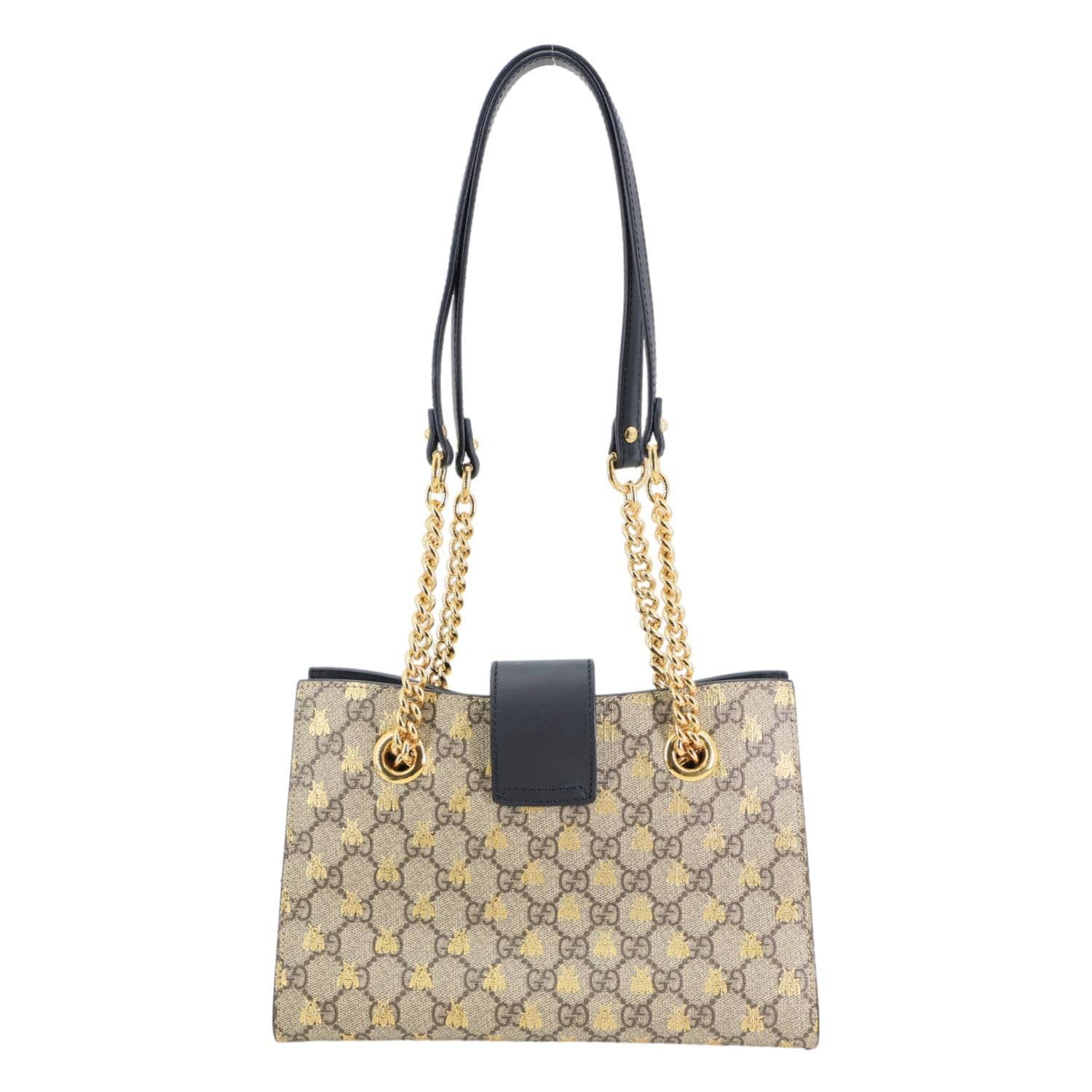 GUCCI Padlock Small GG Supreme Bees Canvas Tote Bag Beige 498156