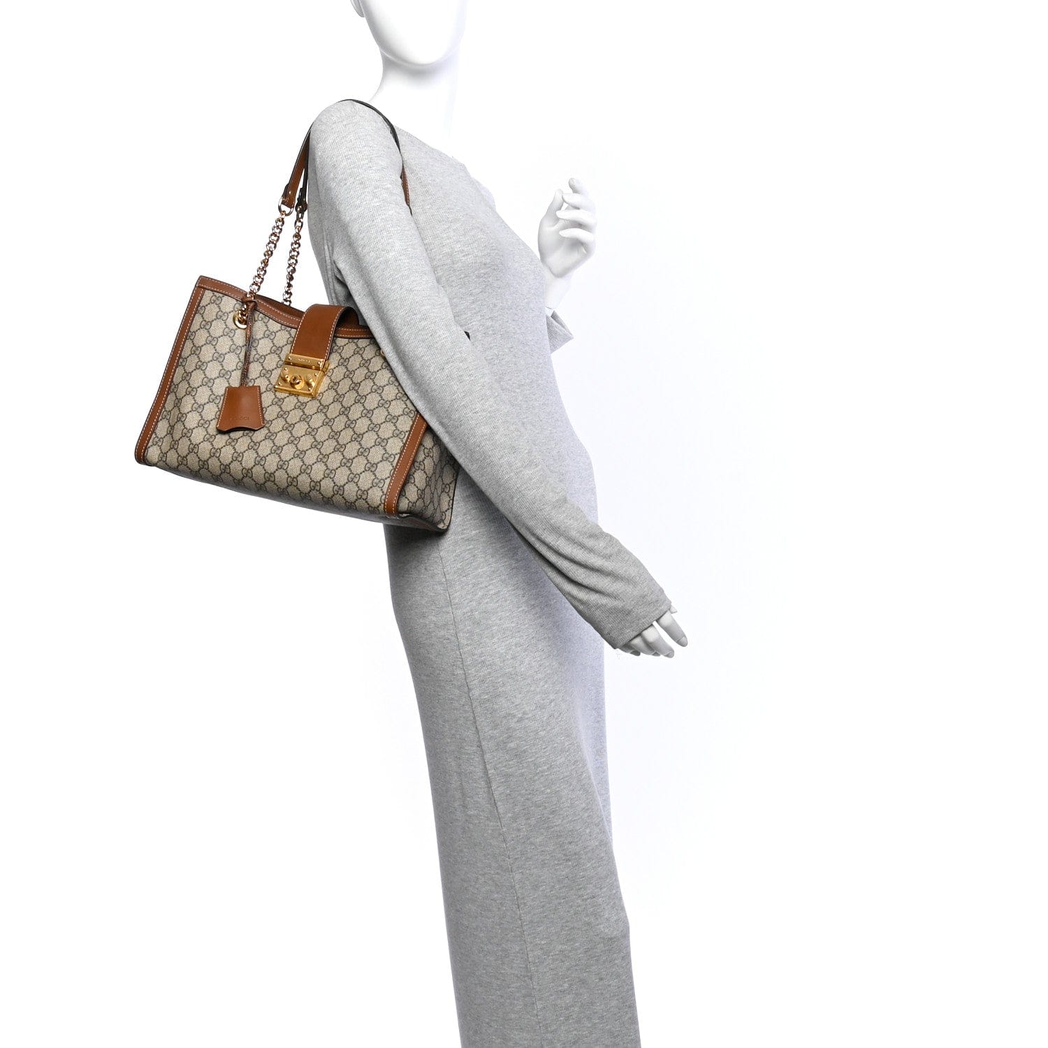 Gucci GG Supreme Monogram Medium Padlock Tote Beige Cuir