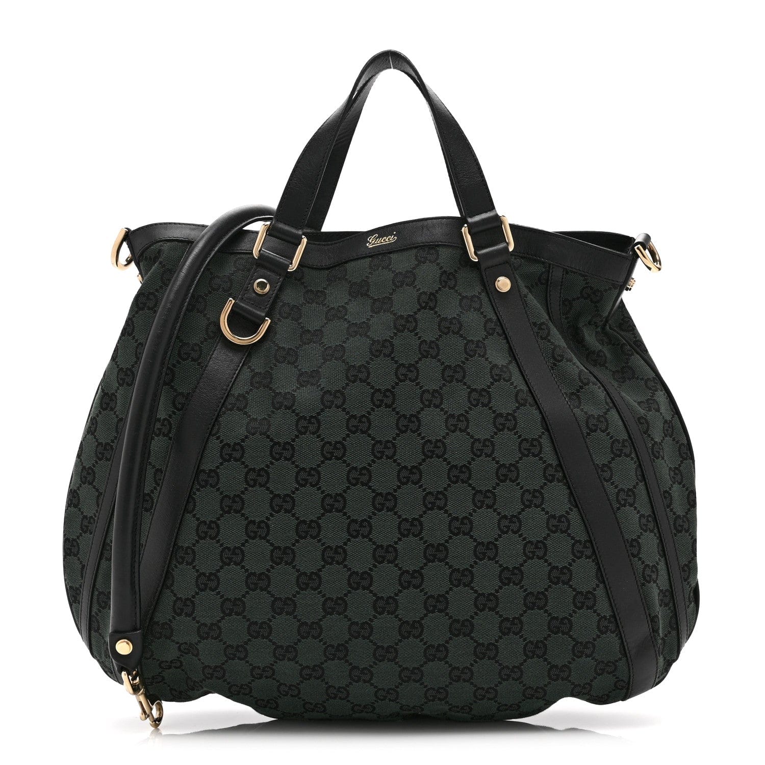 Gucci Monogram Medium Abbey Convertible Tote Dark Green