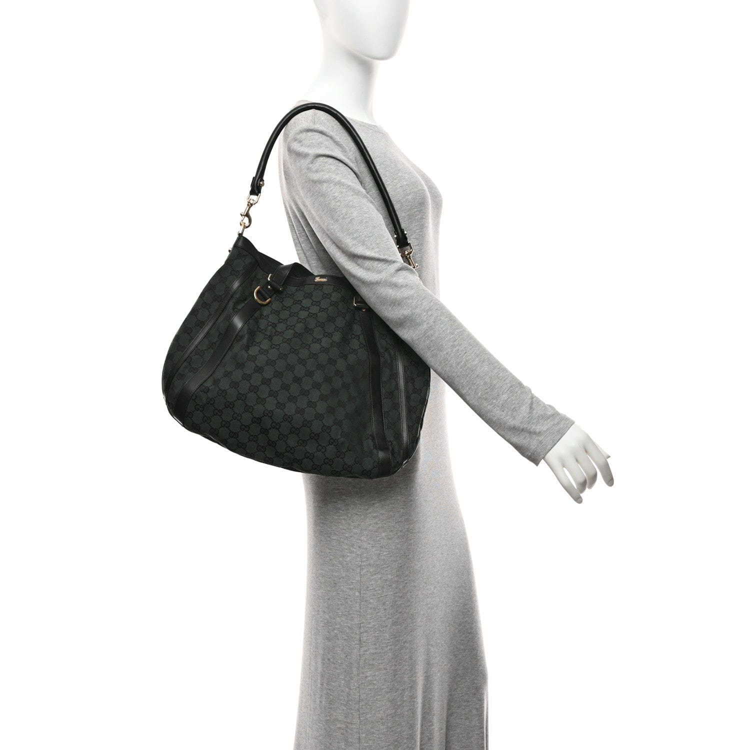 Gucci Monogram Medium Abbey Convertible Tote Dark Green