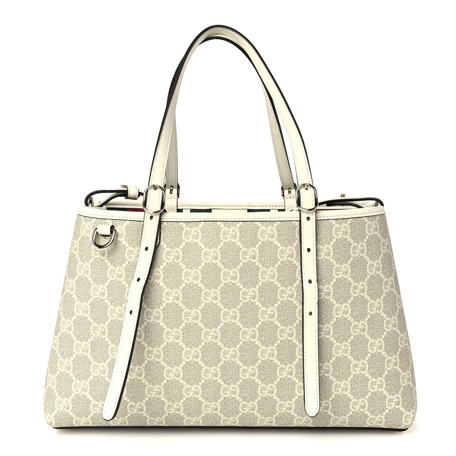 Gucci Supreme Monogram Emblem Medium Tote Bag Mystic White Oatmeal
