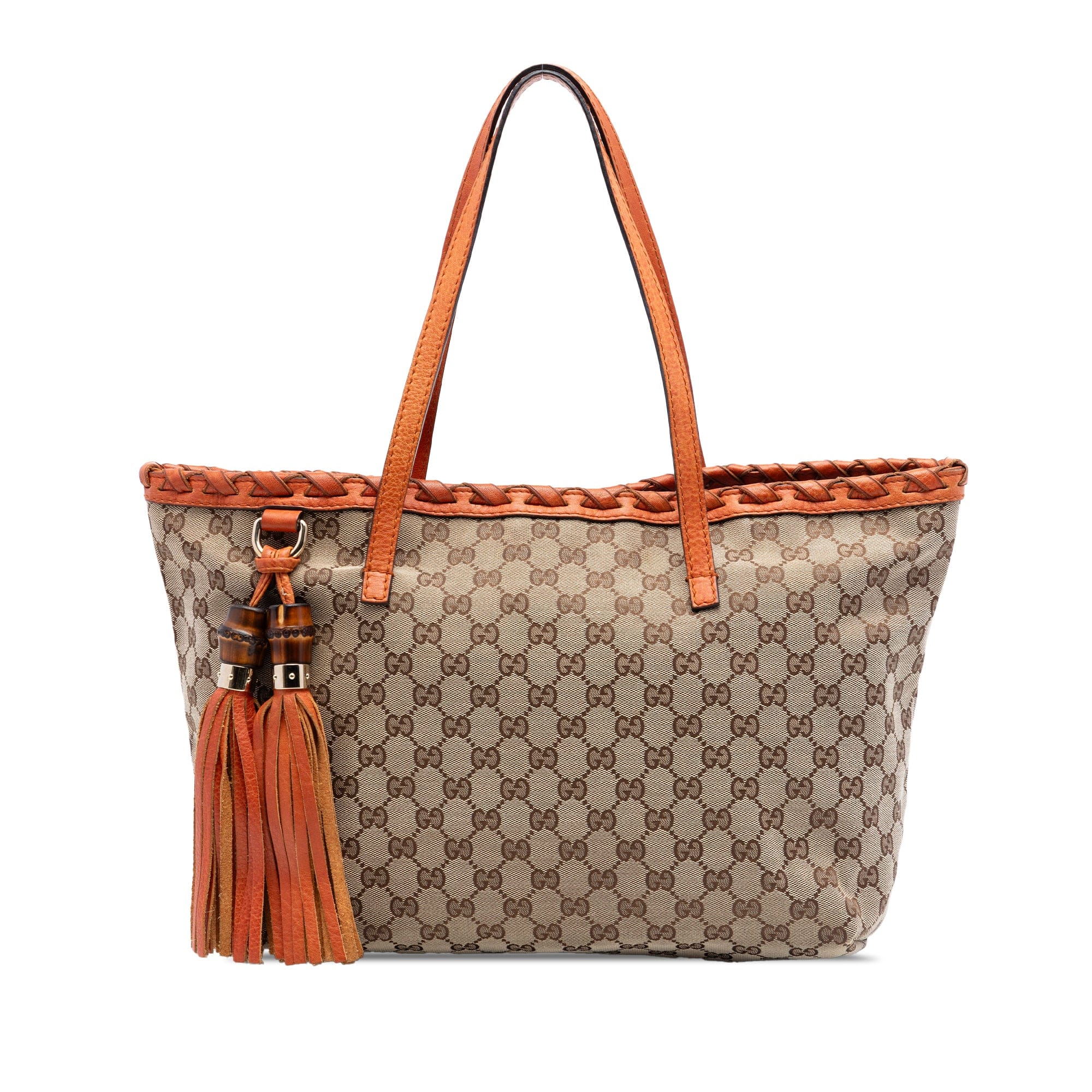 Gucci Medium GG Canvas Bamboo Tassel Tote