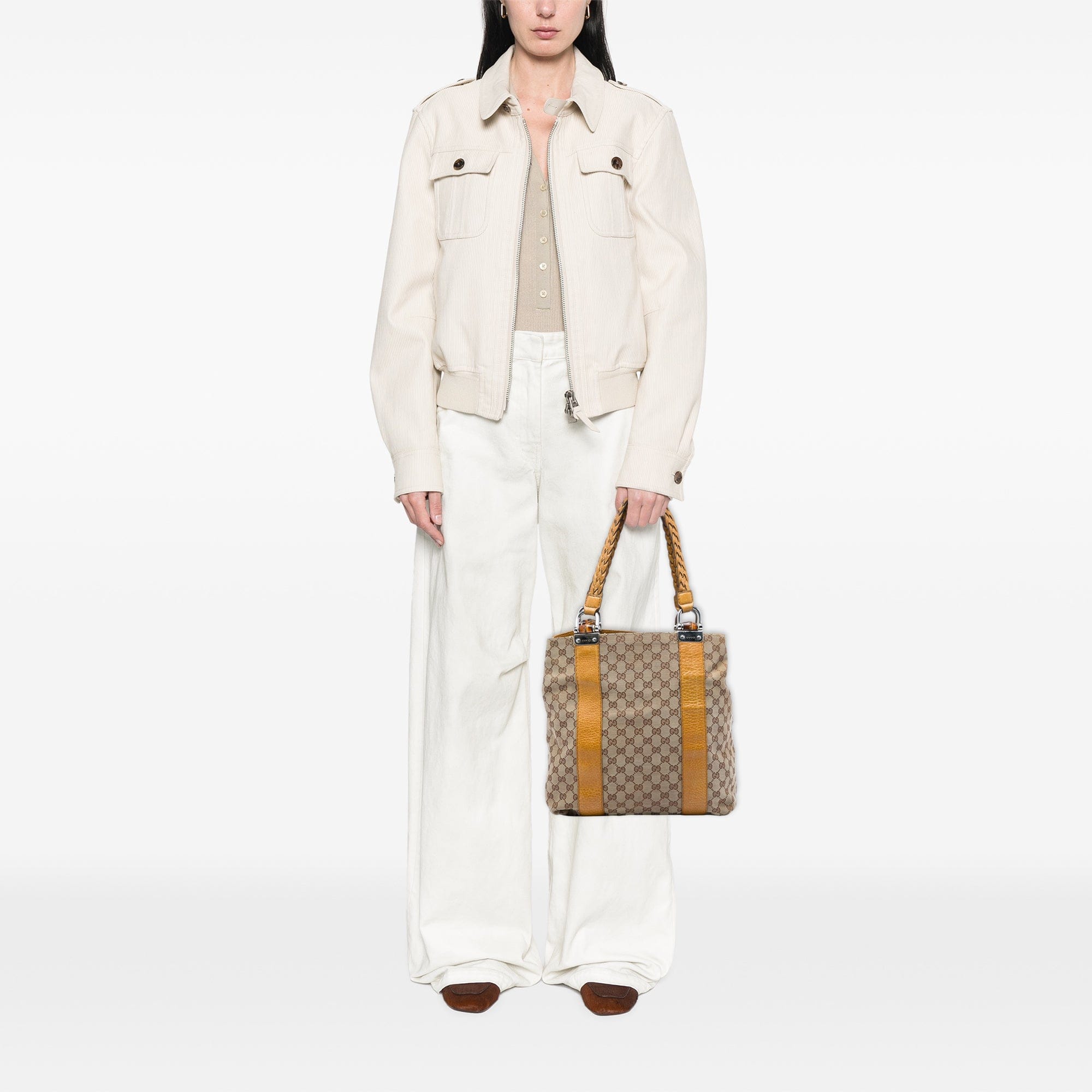 Gucci Large GG Canvas Bamboo Libeccio Tote