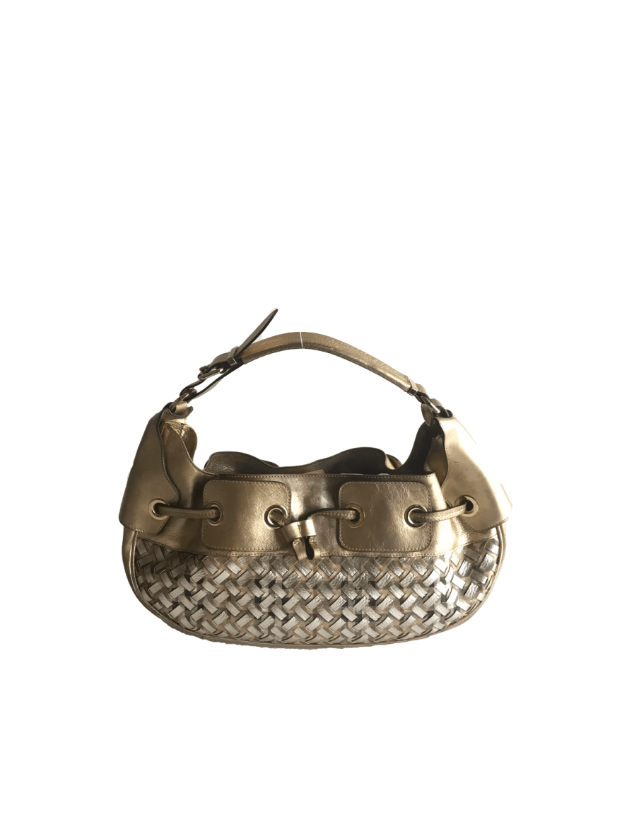 Burberry Handbag EUC Woven Nova Check Gold/ Sliver Metallic Leather bag