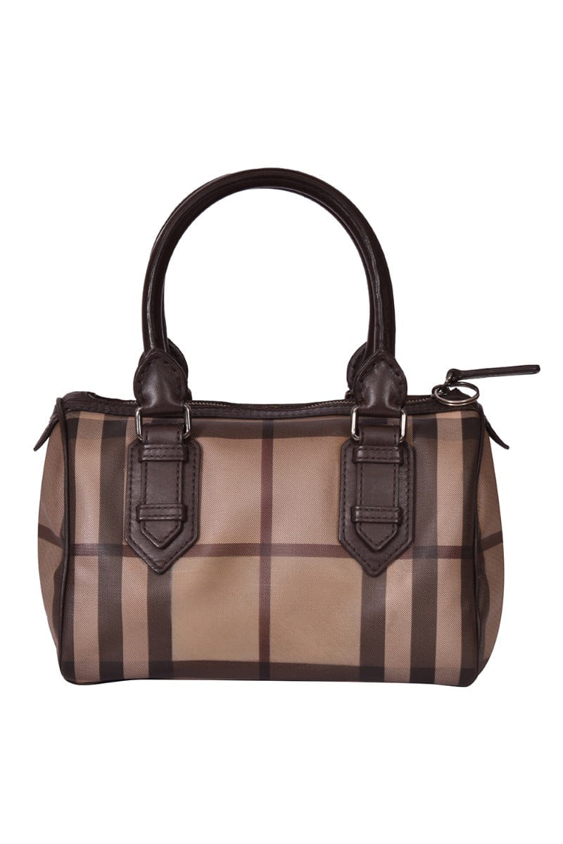 Burberry Taupe Nova Check Leather Handbag