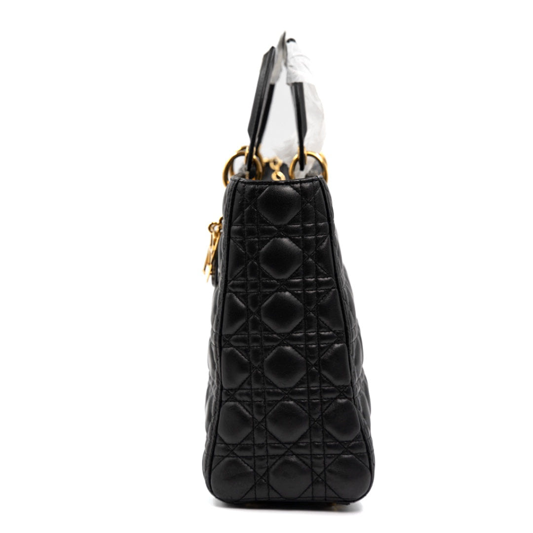 Dior Black Cannage Leather Large Lady Dior Tote