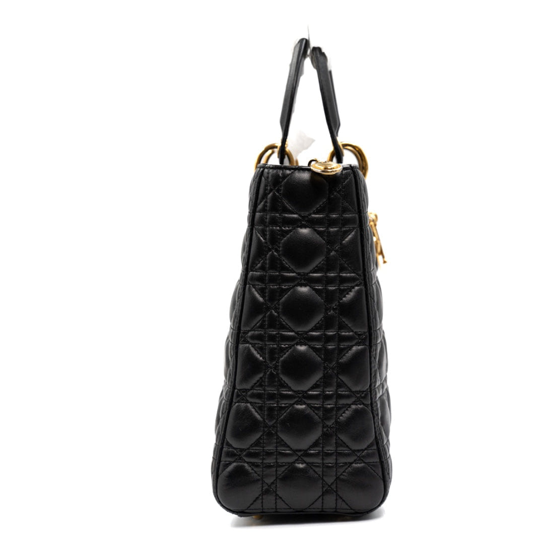 Dior Black Cannage Leather Large Lady Dior Tote