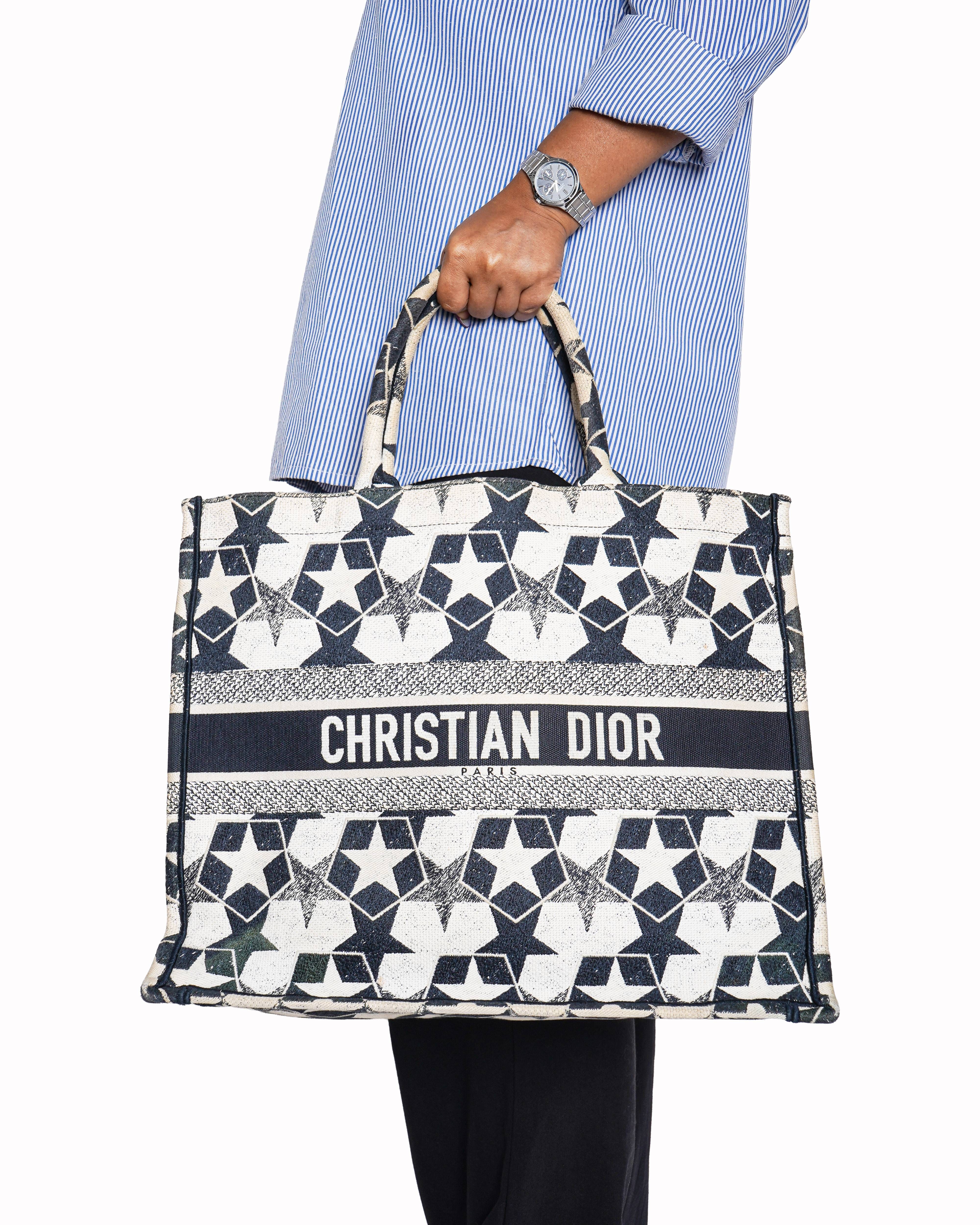 Dior Christian Dior Book Tote in Blue and White Etoile Motif