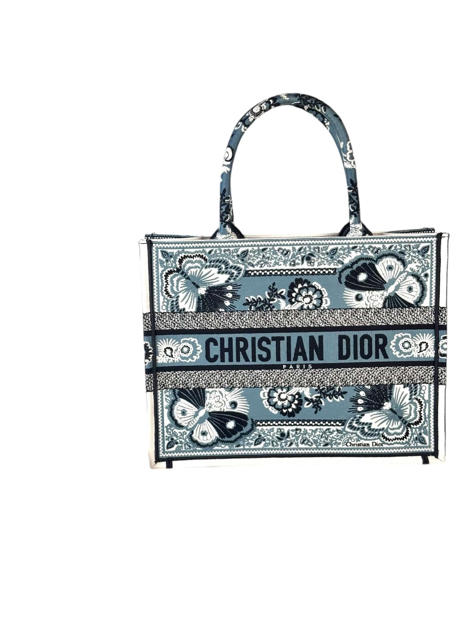 Dior Book Tote MM Butterfly in Embroidered Bandana