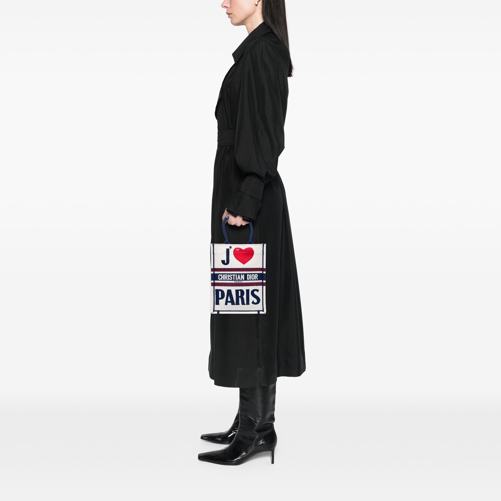 Dior Embroidered Canvas I Love Paris Vertical Book Tote