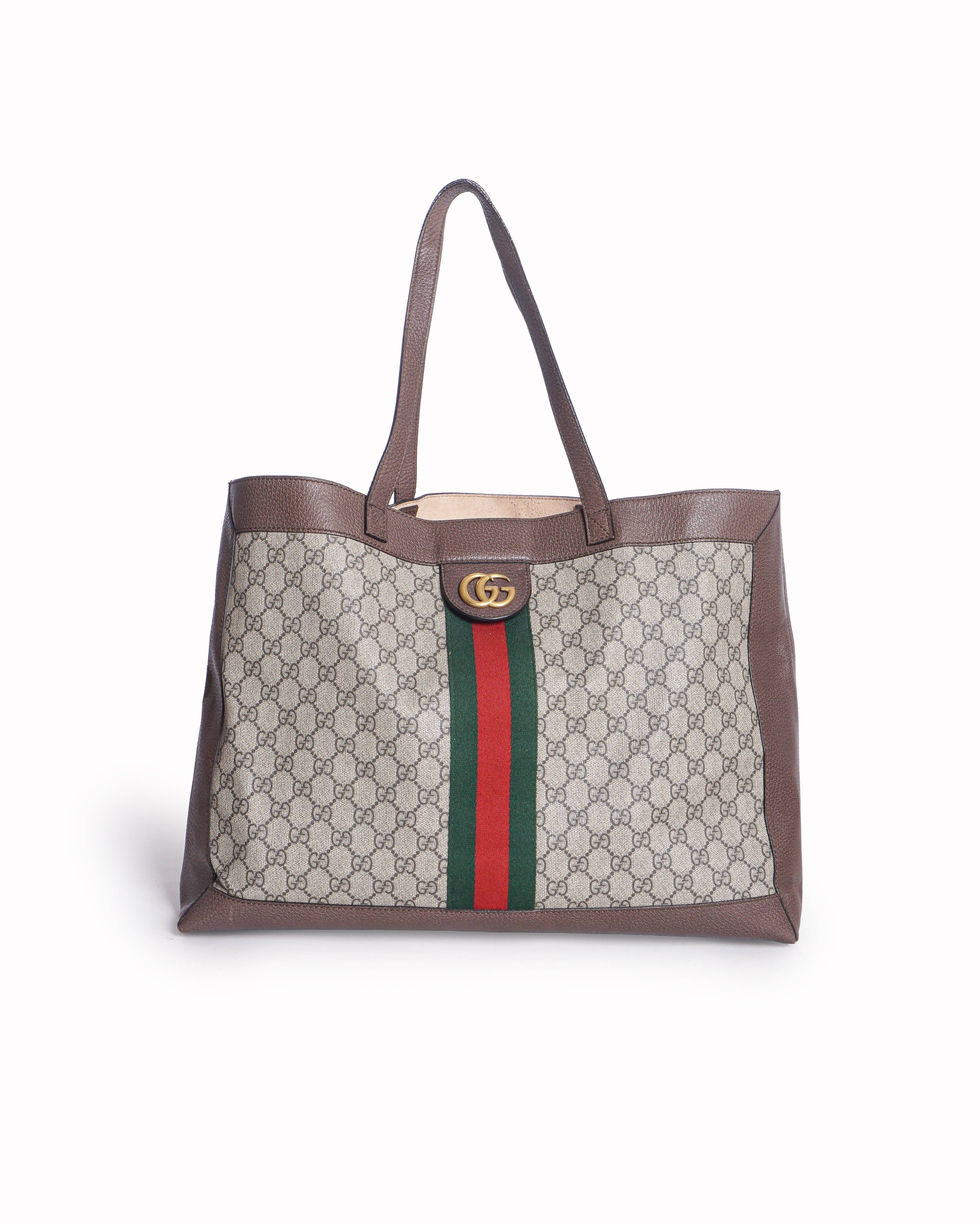 Gucci Beige/Brown GG Supreme Canvas Ophidia Web Tote Bag