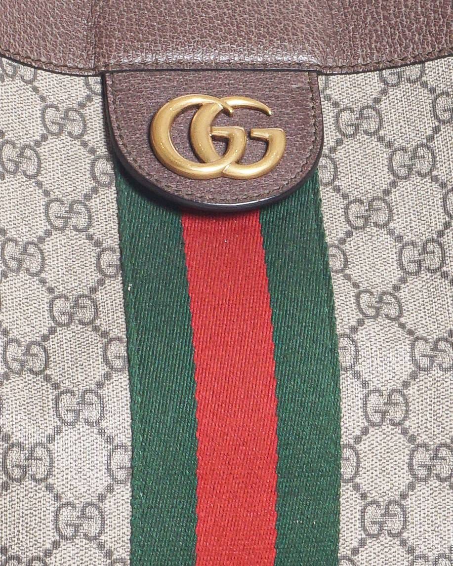 Gucci Beige/Brown GG Supreme Canvas Ophidia Web Tote Bag