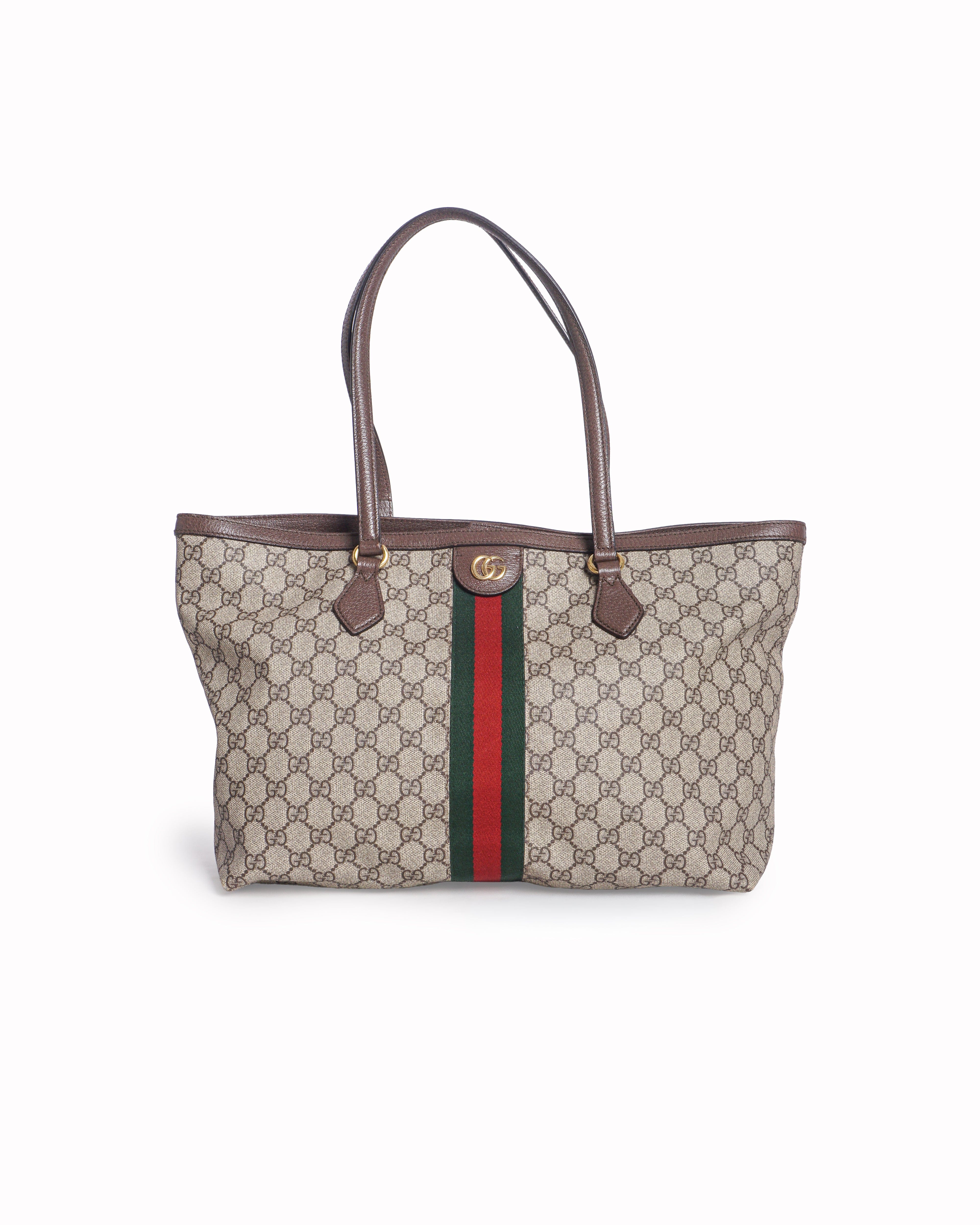 Gucci Ophidia GG Supreme Canvas Web Stripe Tote Bag