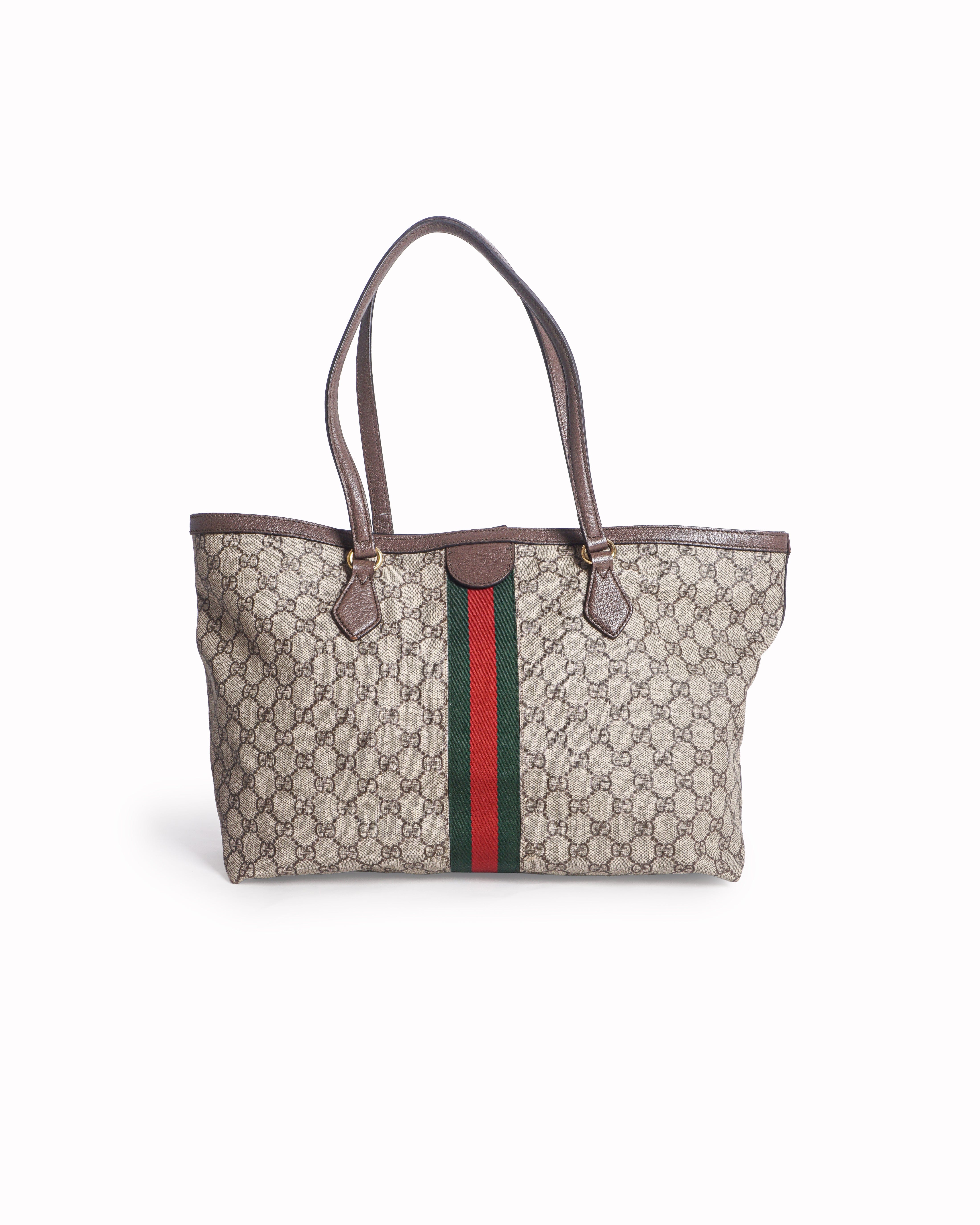Gucci Ophidia GG Supreme Canvas Web Stripe Tote Bag