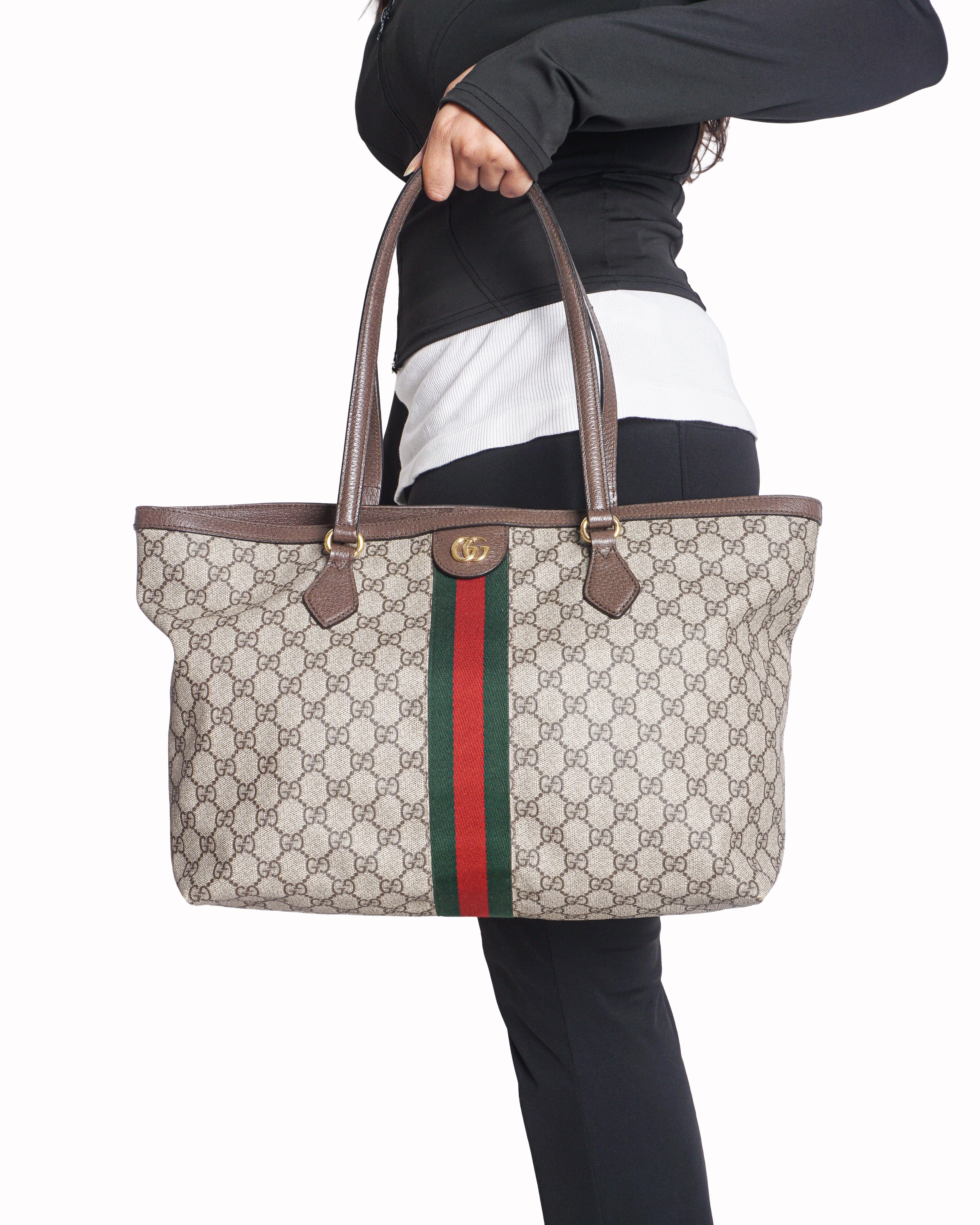 Gucci Ophidia GG Supreme Canvas Web Stripe Tote Bag