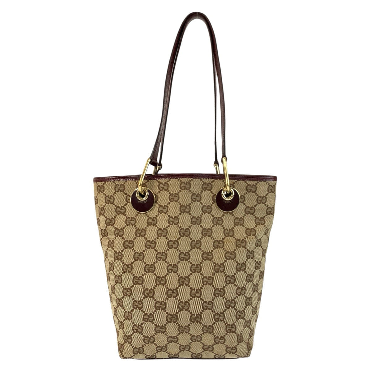 Gucci GG Canvas Leather Tote Shoulder Bag