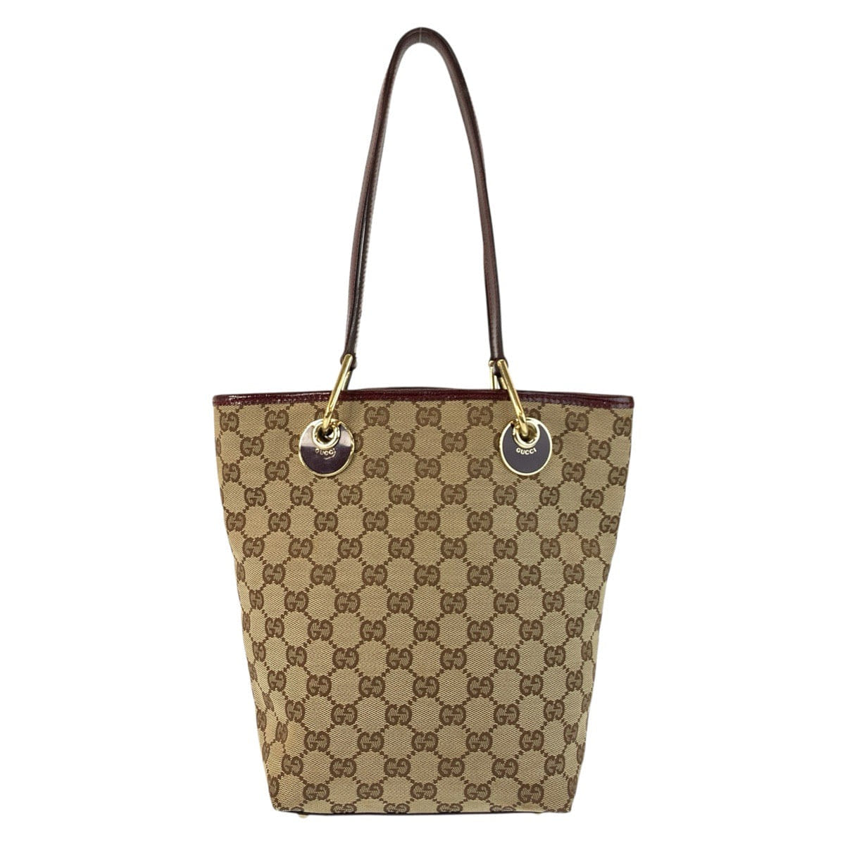 Gucci GG Canvas Leather Tote Shoulder Bag